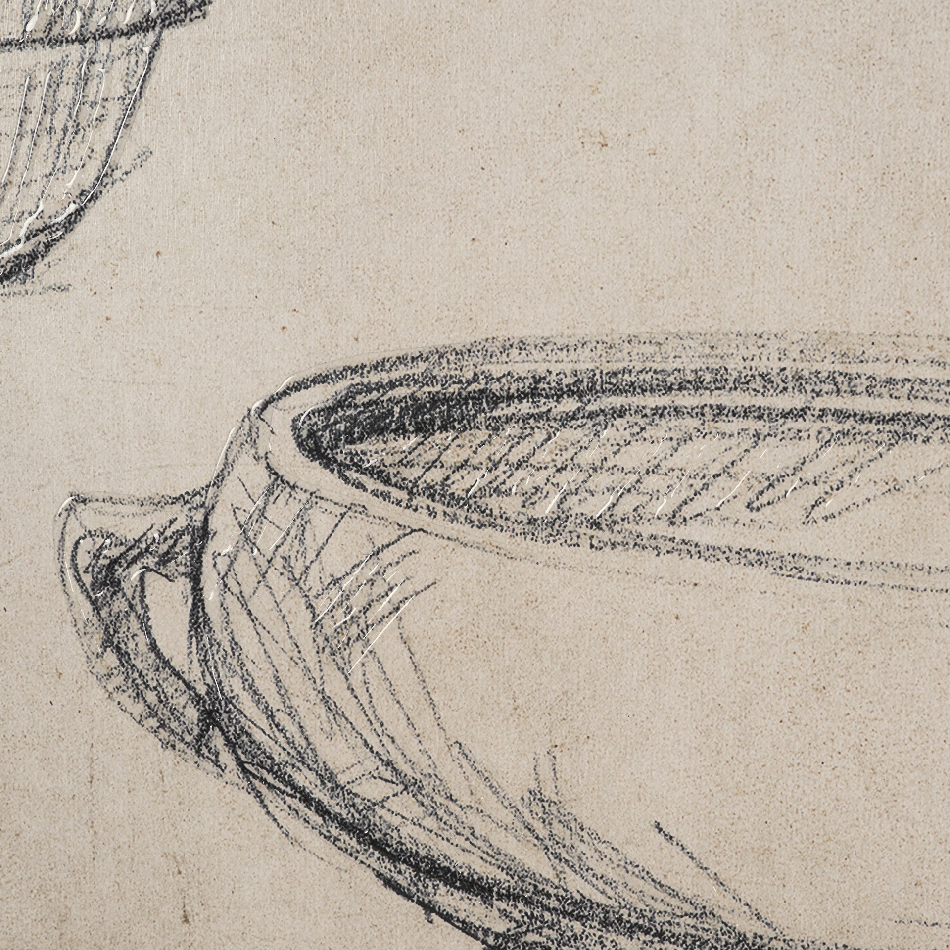 Vintage Tableware Sketch Framed Artwork, Set of 2