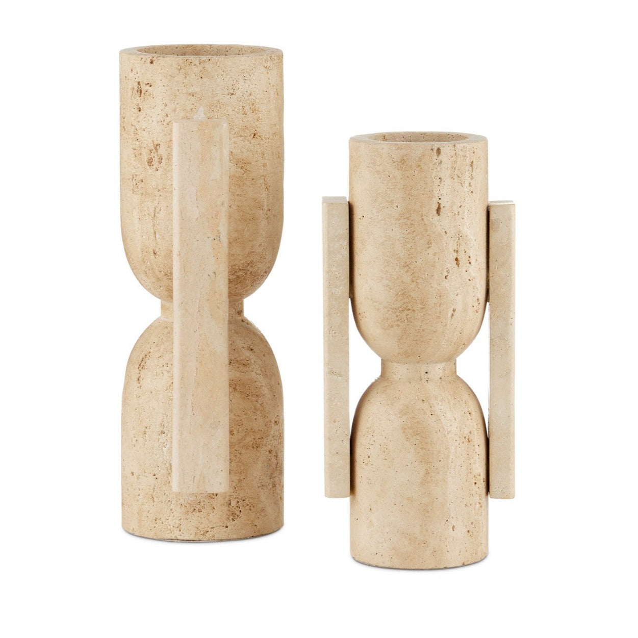 Apollo Travertine Vase, Set of 2