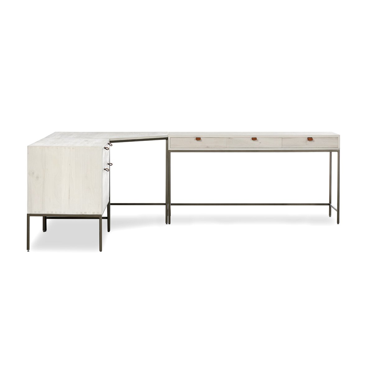 Trey Desk System With Wide Filing Cabinet