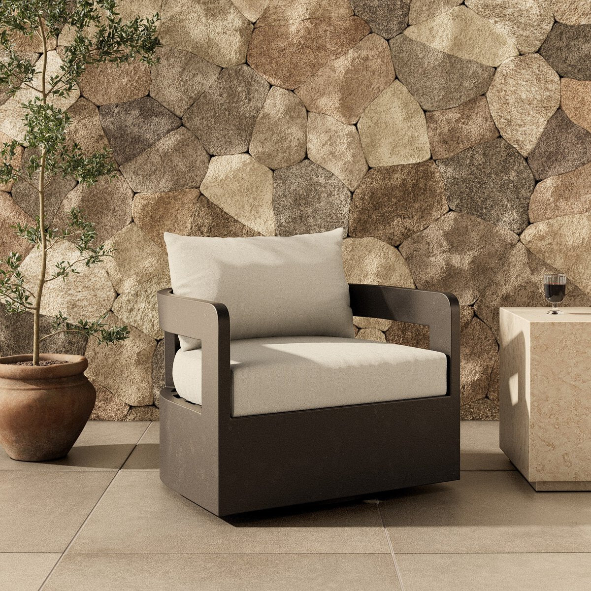 Levin Outdoor Metal Swivel Chair