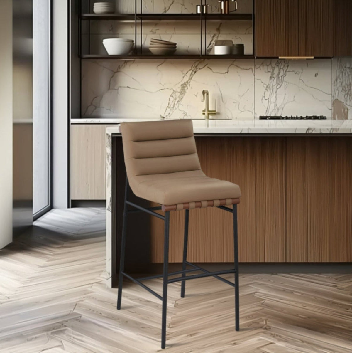 Rhea Leather Bar Stool-Bar + Counter Stools-StyleMeGHD