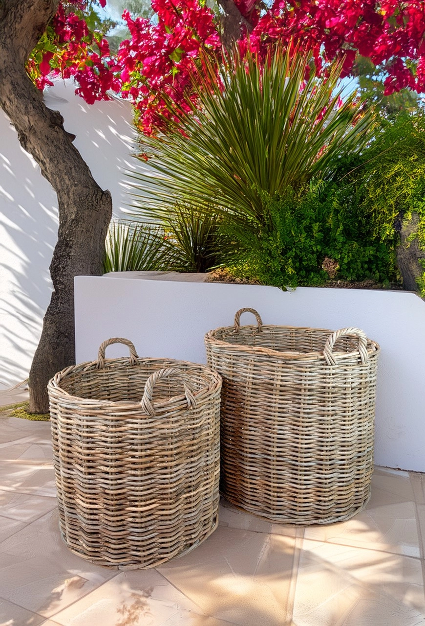 Riley Round Rattan Baskets, Set of 2