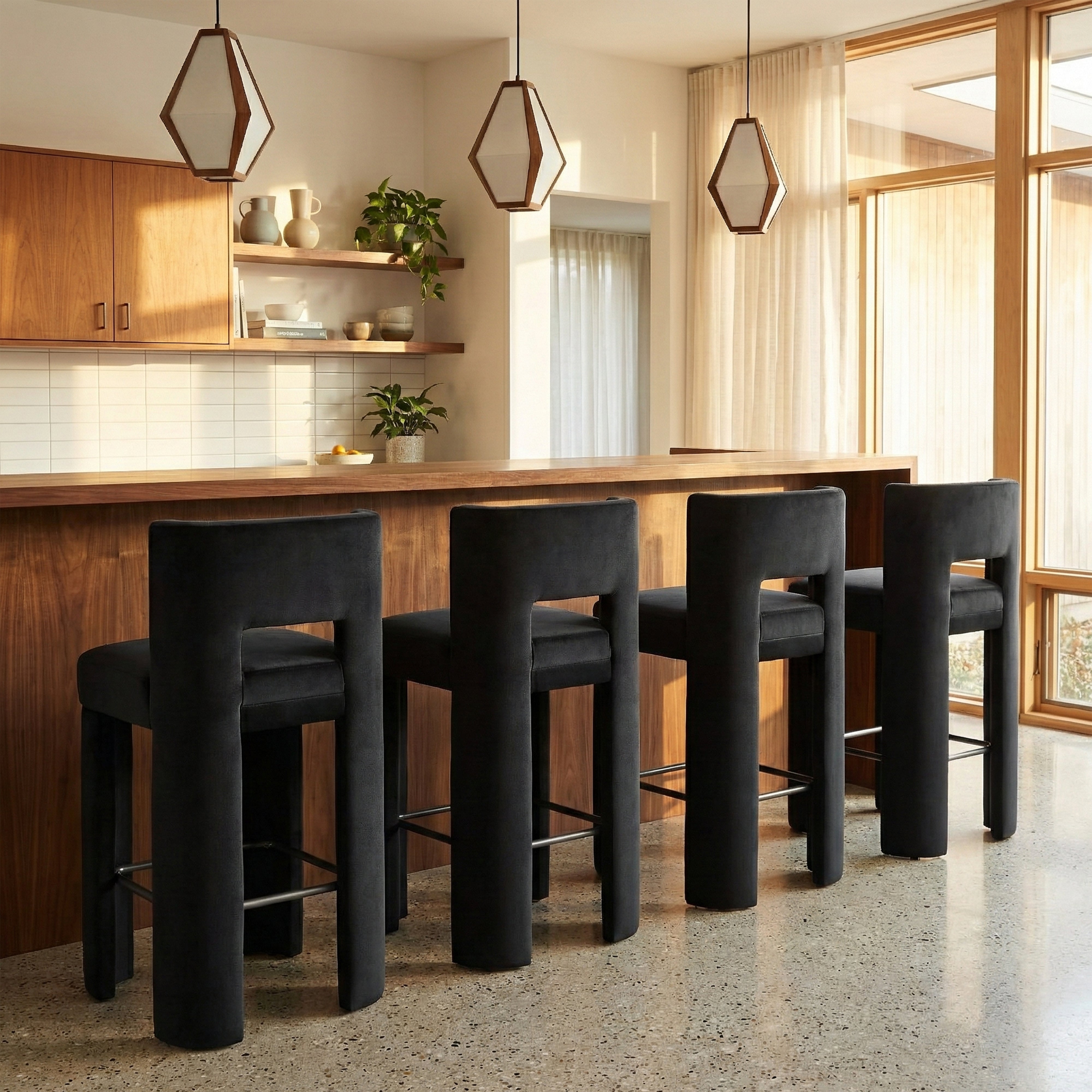 Zylo Velvet Bar Stool, Set of 2