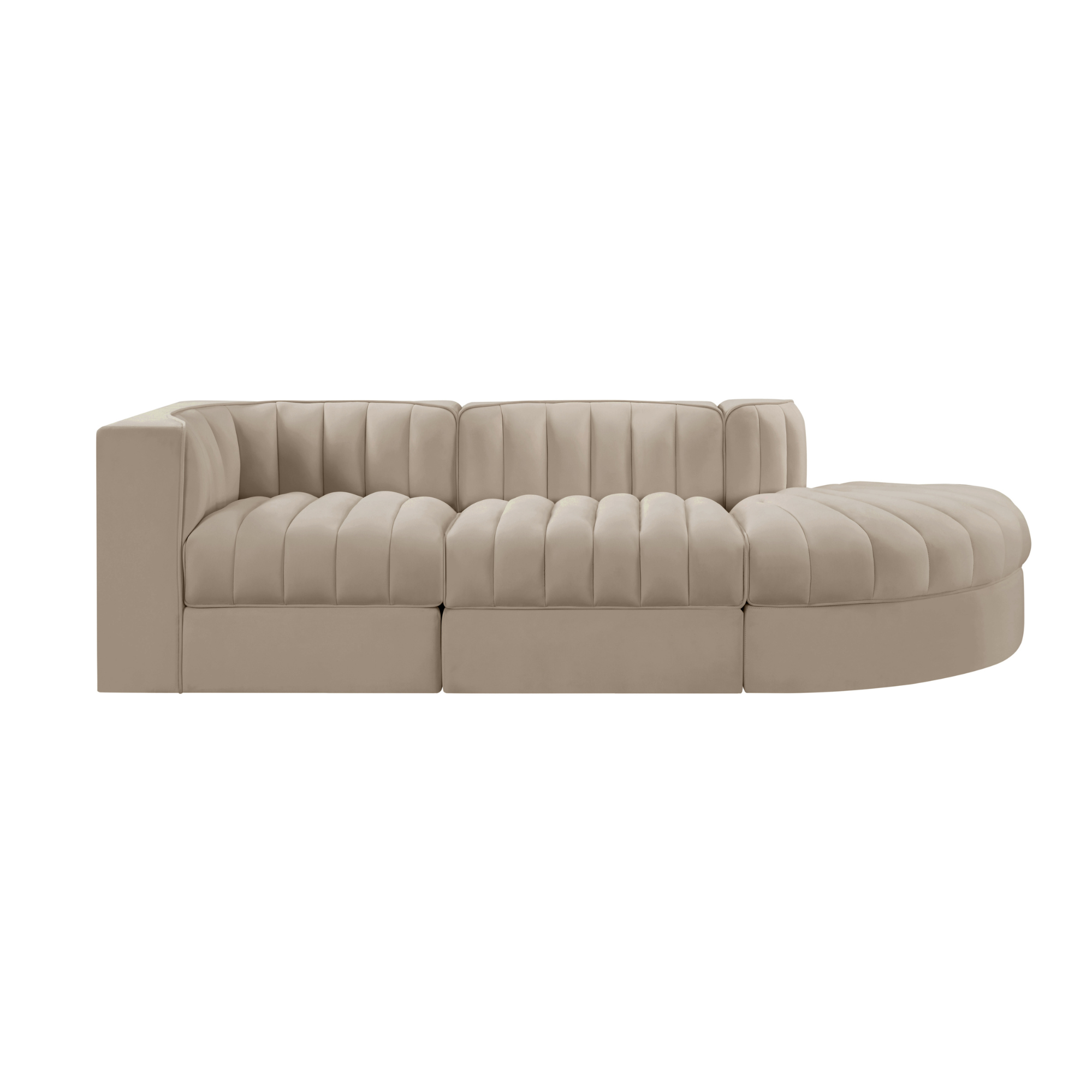 Rumina Velvet 3pc Modular Sectional