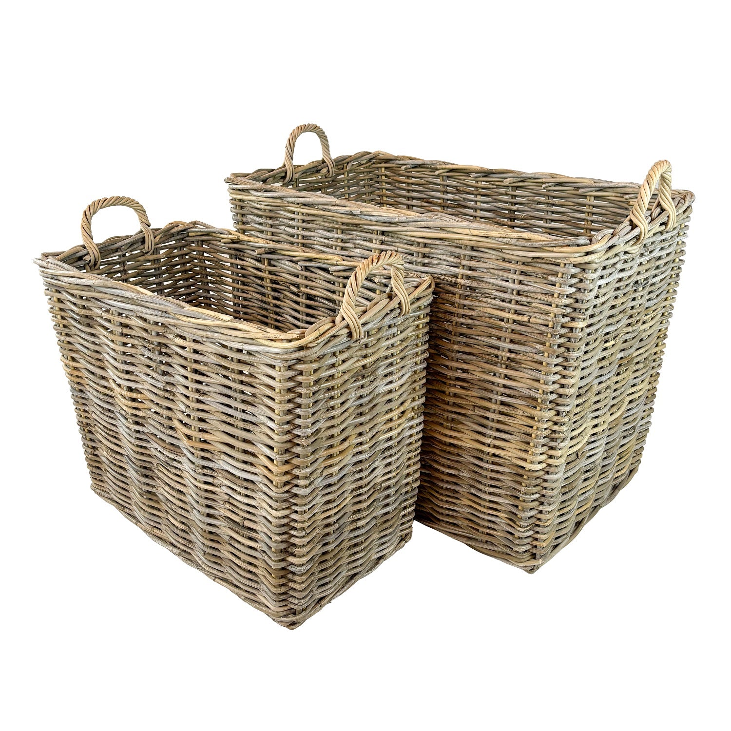 Belen Rectangle Rattan Basket, Set of 2