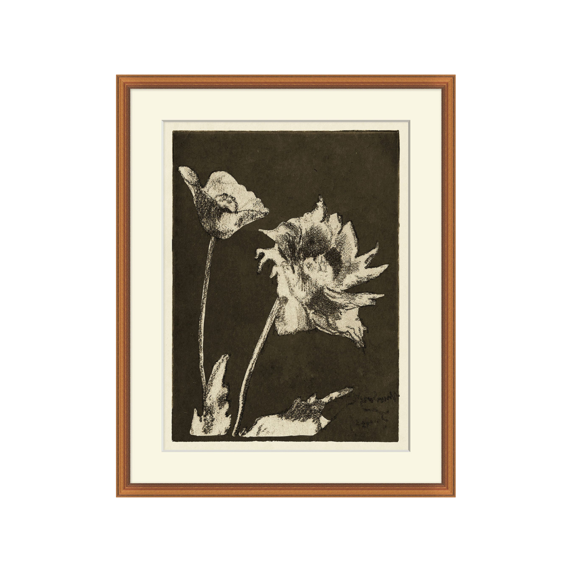 Sepia Floral Etching