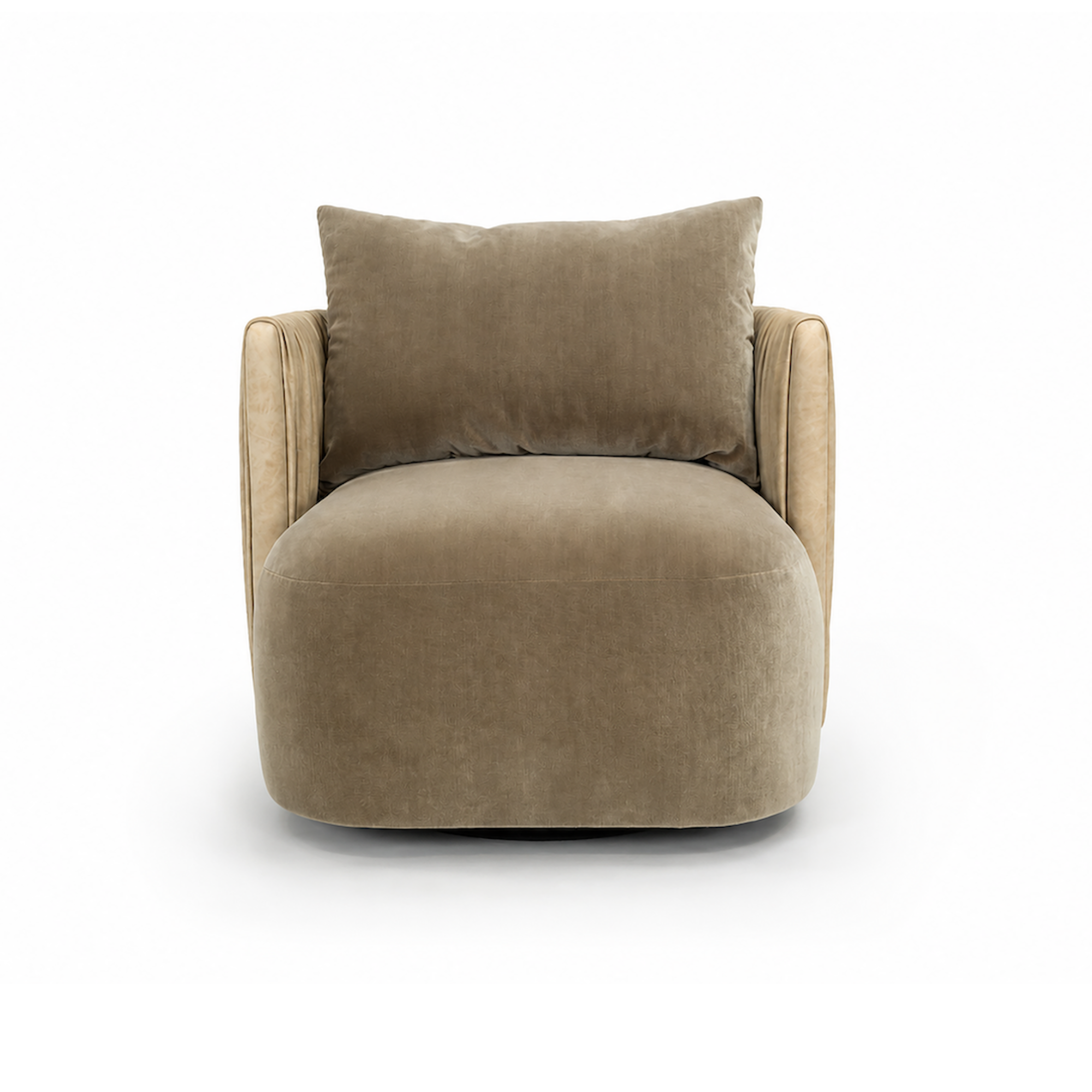 Beige armchair with a pillow on a white background