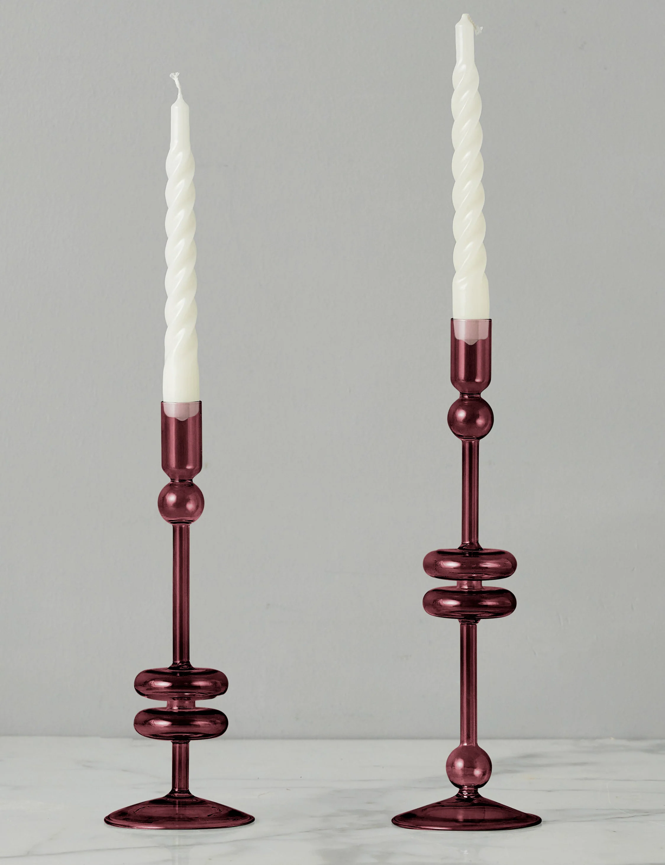 Althea Glass Candlestick, Set of 2