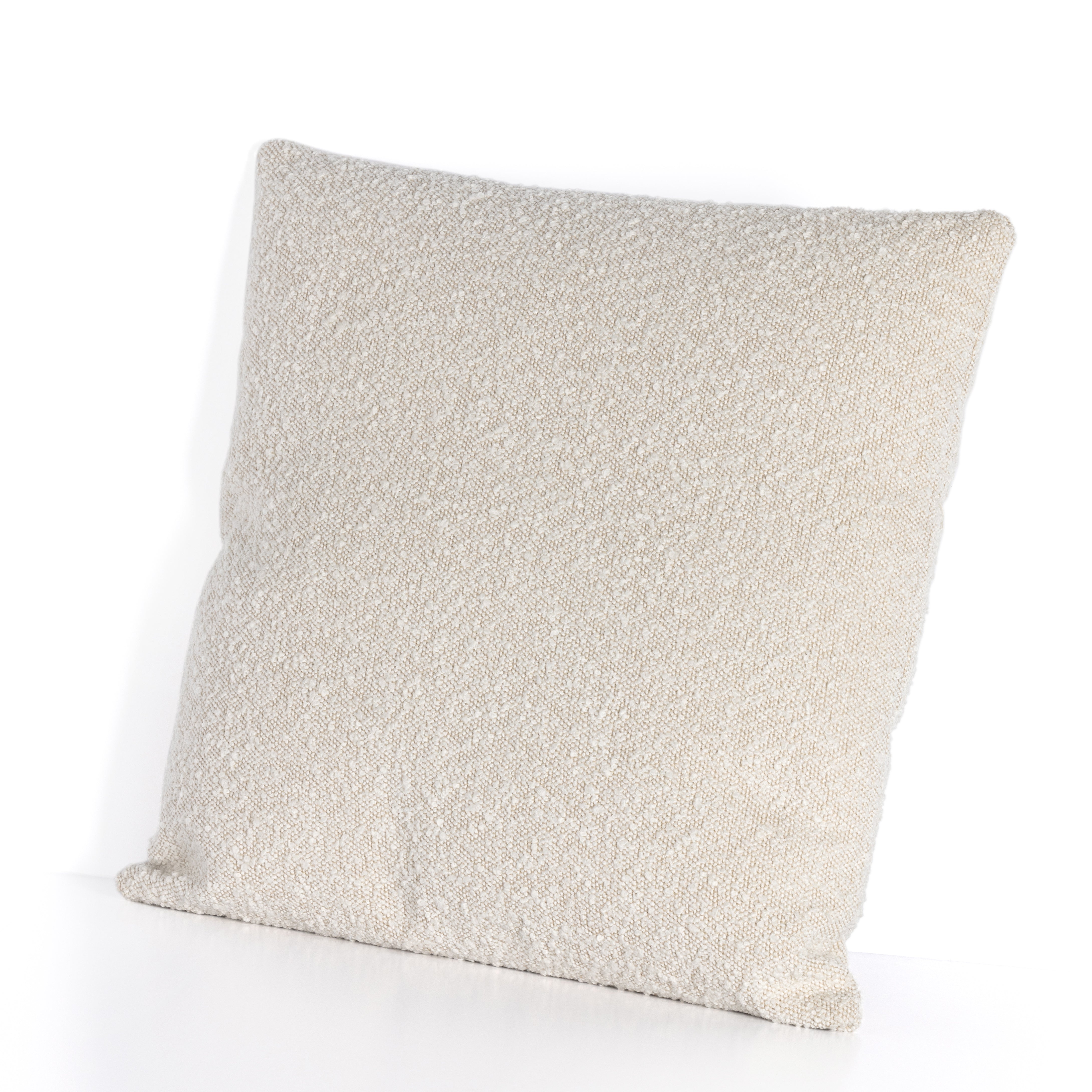 Boucle And Leather Pillow-Natural-20