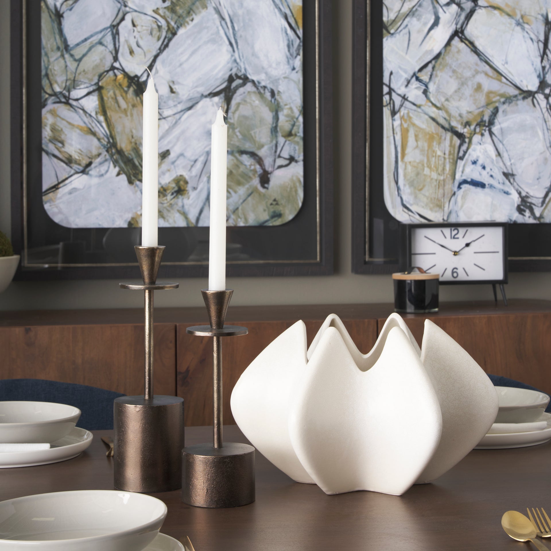 Petra Metal Candle Holders, Set of 2 - StyleMeGHD - Decorative Objects