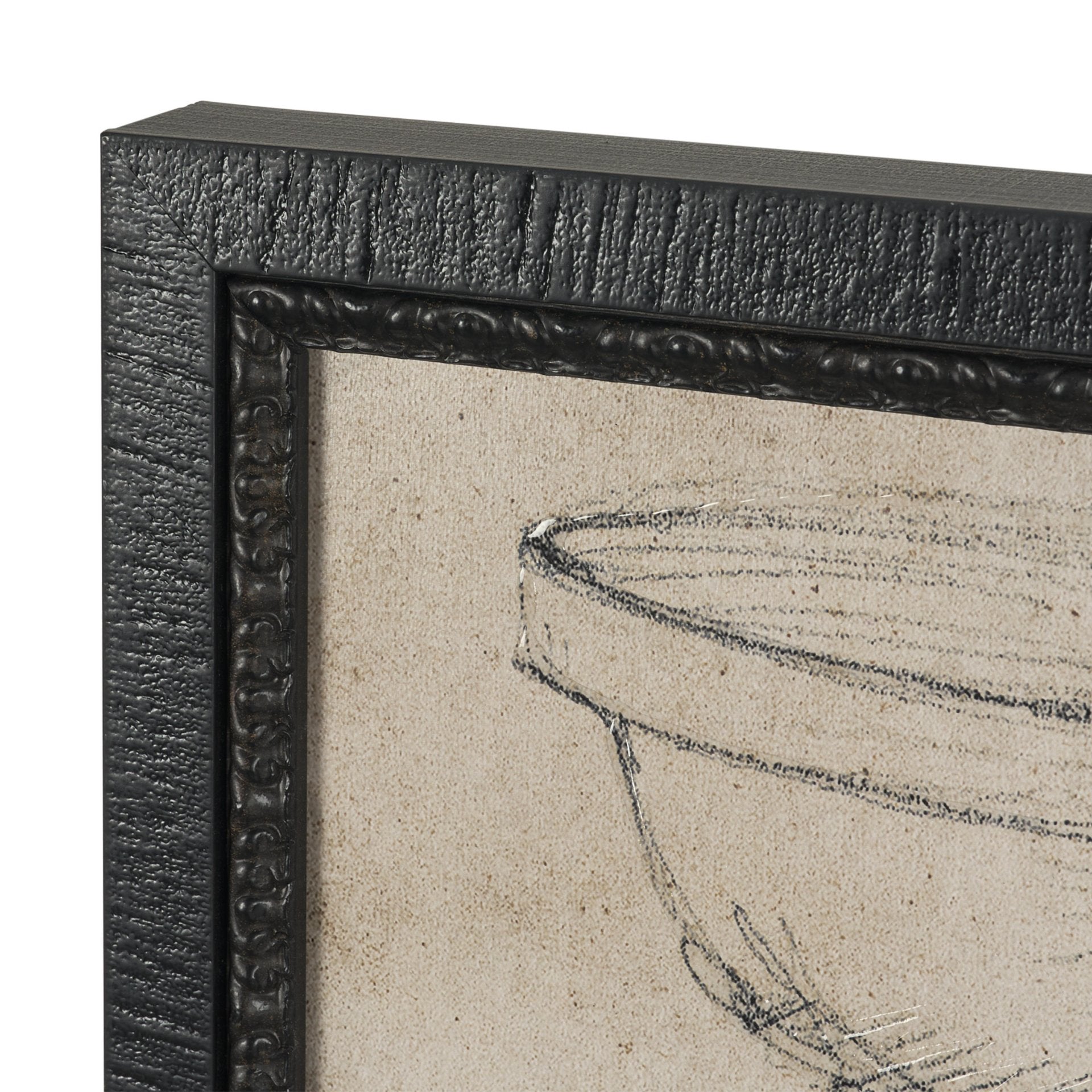 Vintage Tableware Sketch Framed Artwork, Set of 2