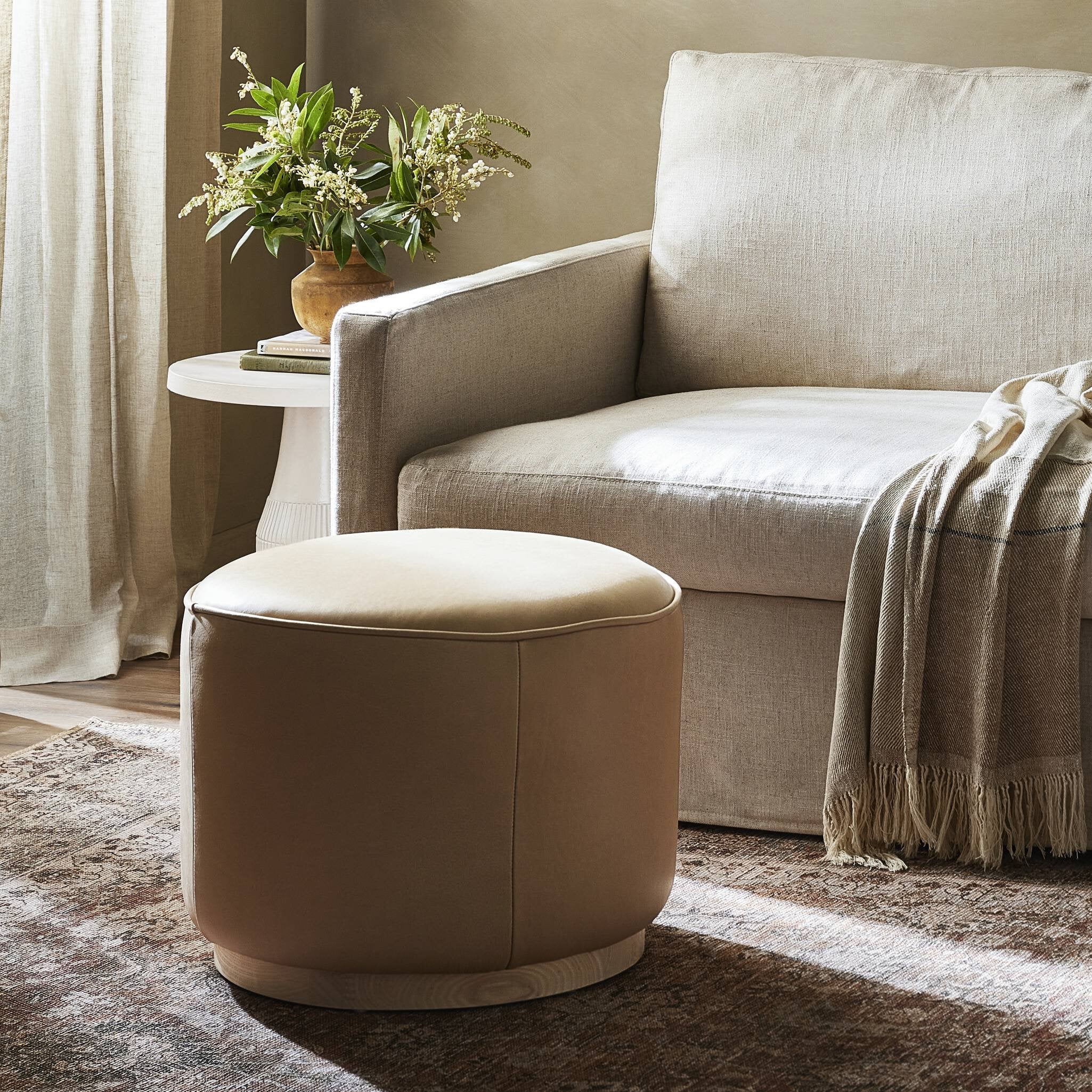 Sinclair Round Ottoman-Ottomans, Benches + Poufs-StyleMeGHD