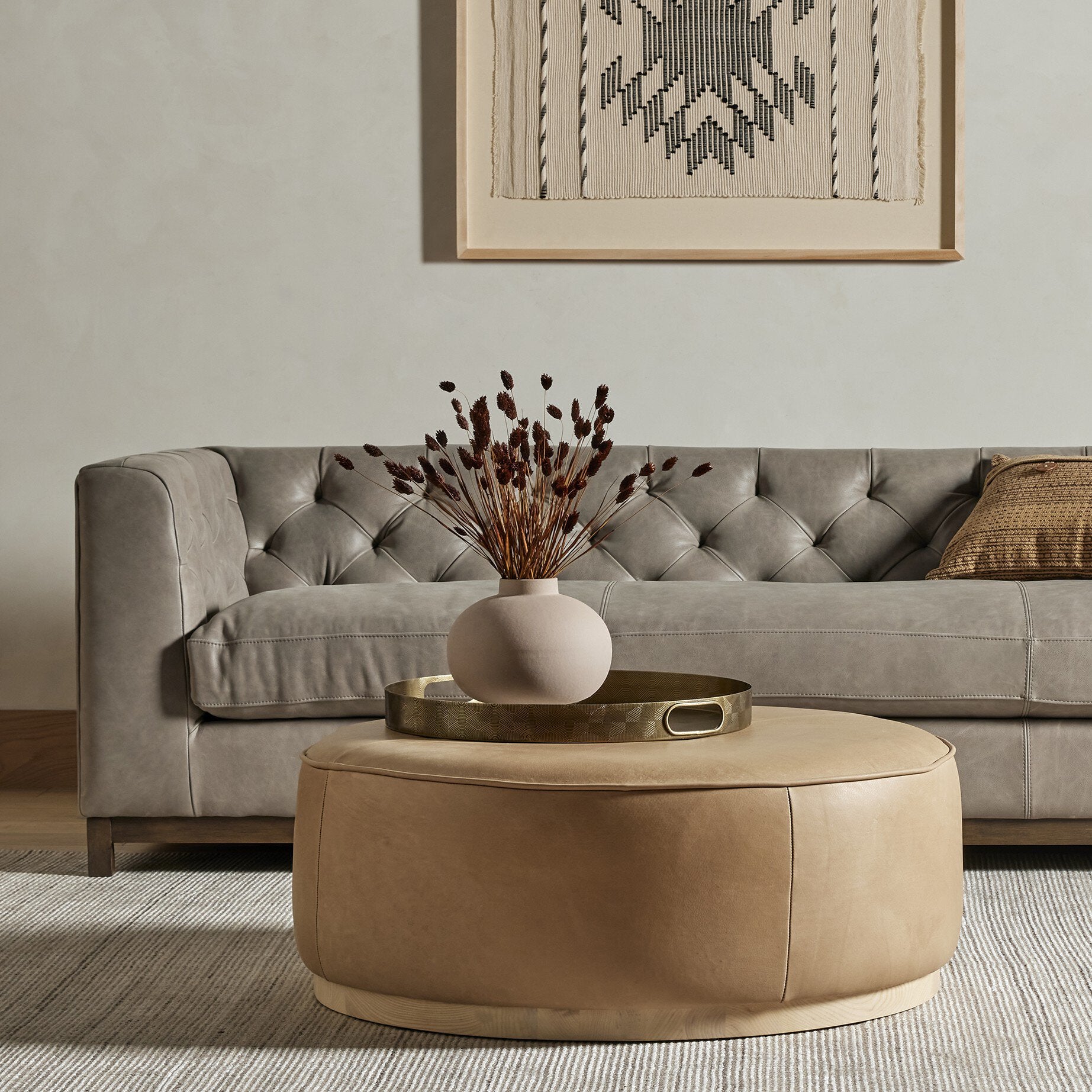 Sinclair Large Round Ottoman-Ottomans, Benches + Poufs-StyleMeGHD