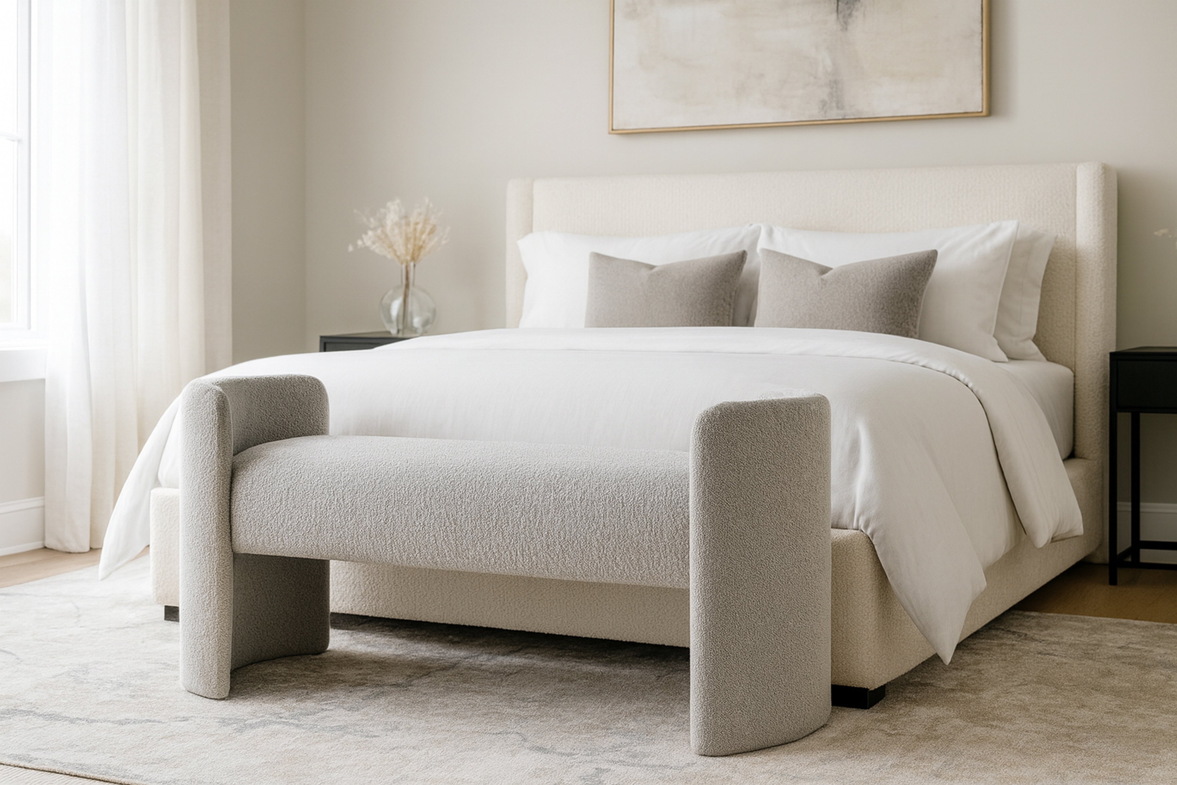 Prescott Boucle Upholstered Bench
