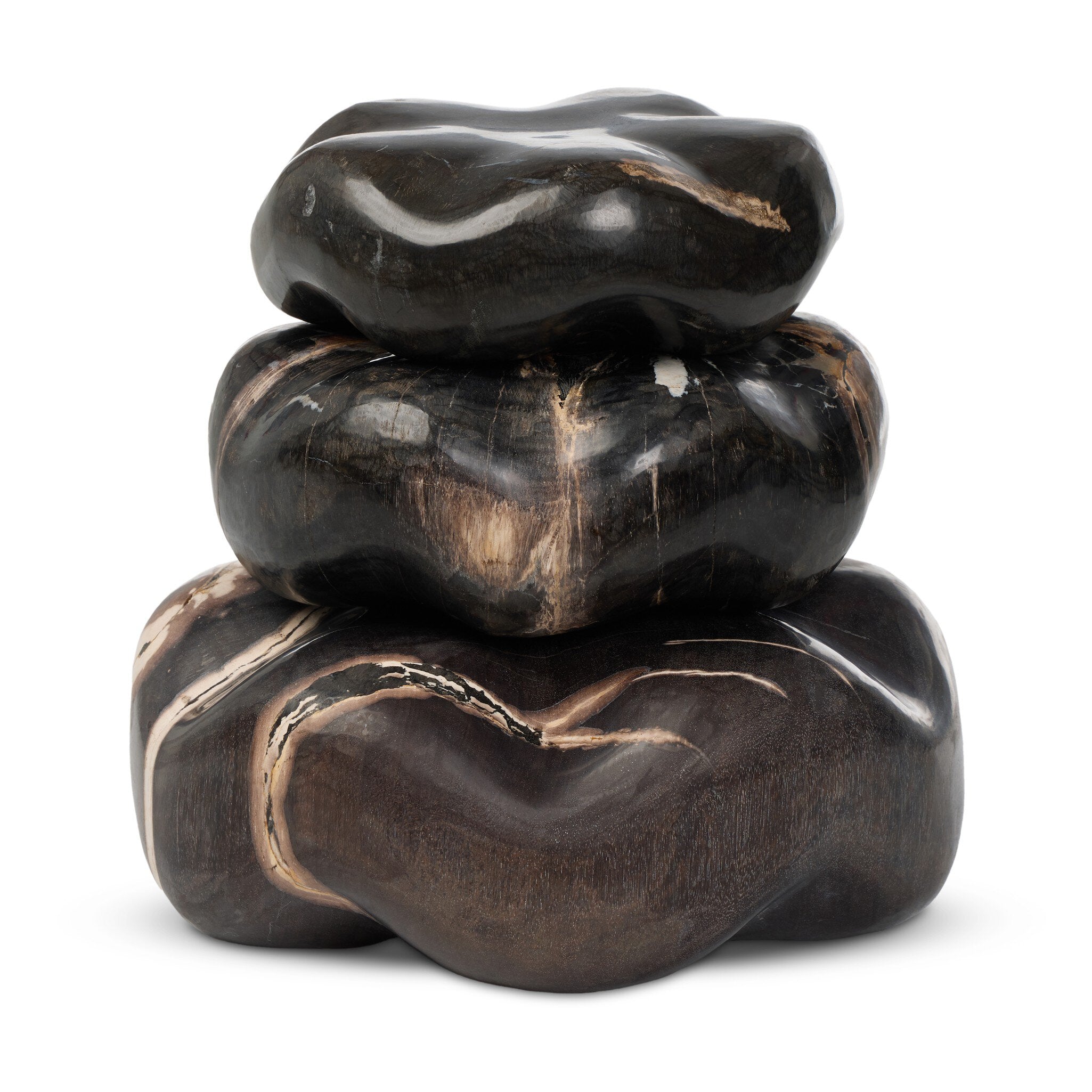 Petrified Wood Organic Sculpture, Set of 3-Decorative Objects-StyleMeGHD