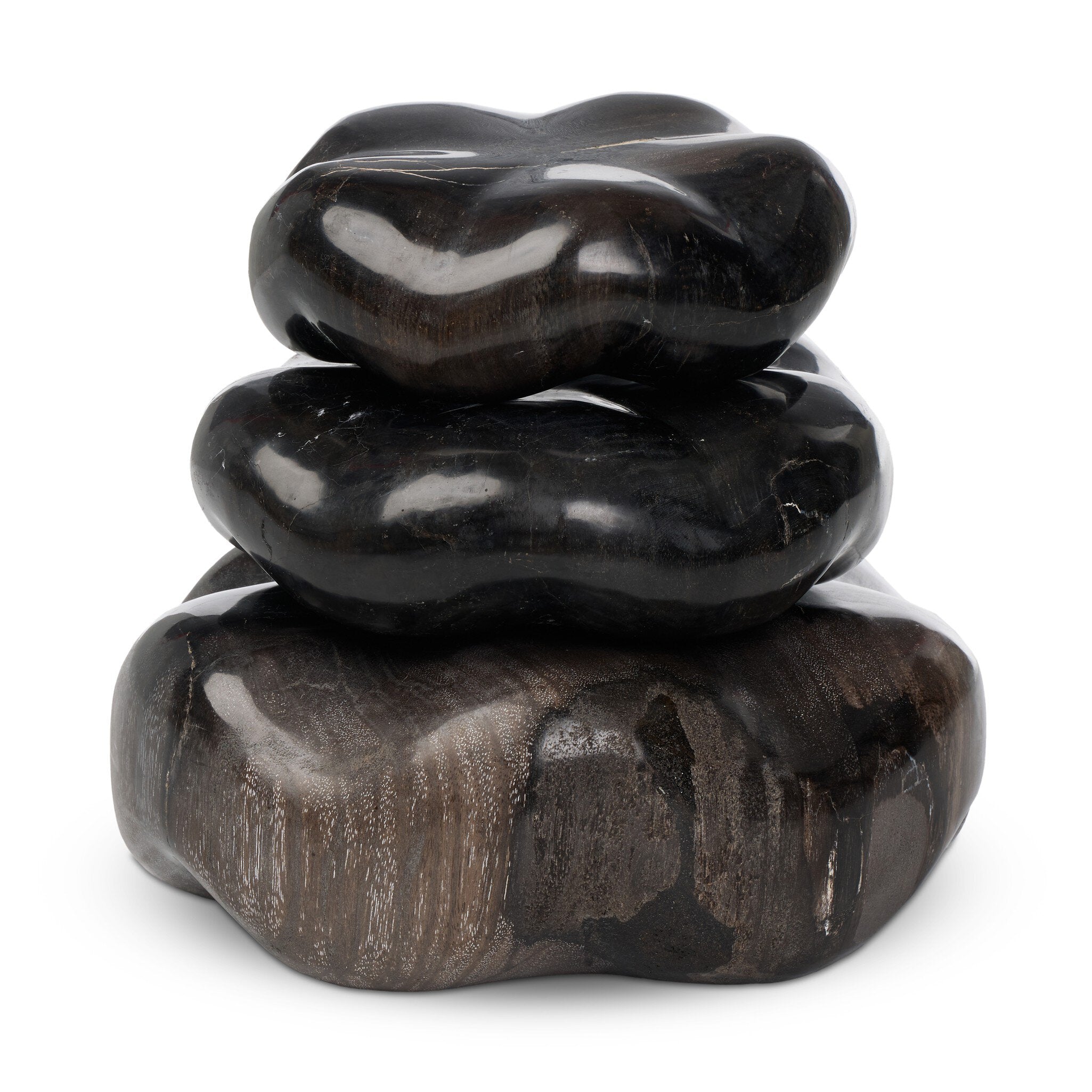 Petrified Wood Organic Sculpture, Set of 3-Decorative Objects-StyleMeGHD