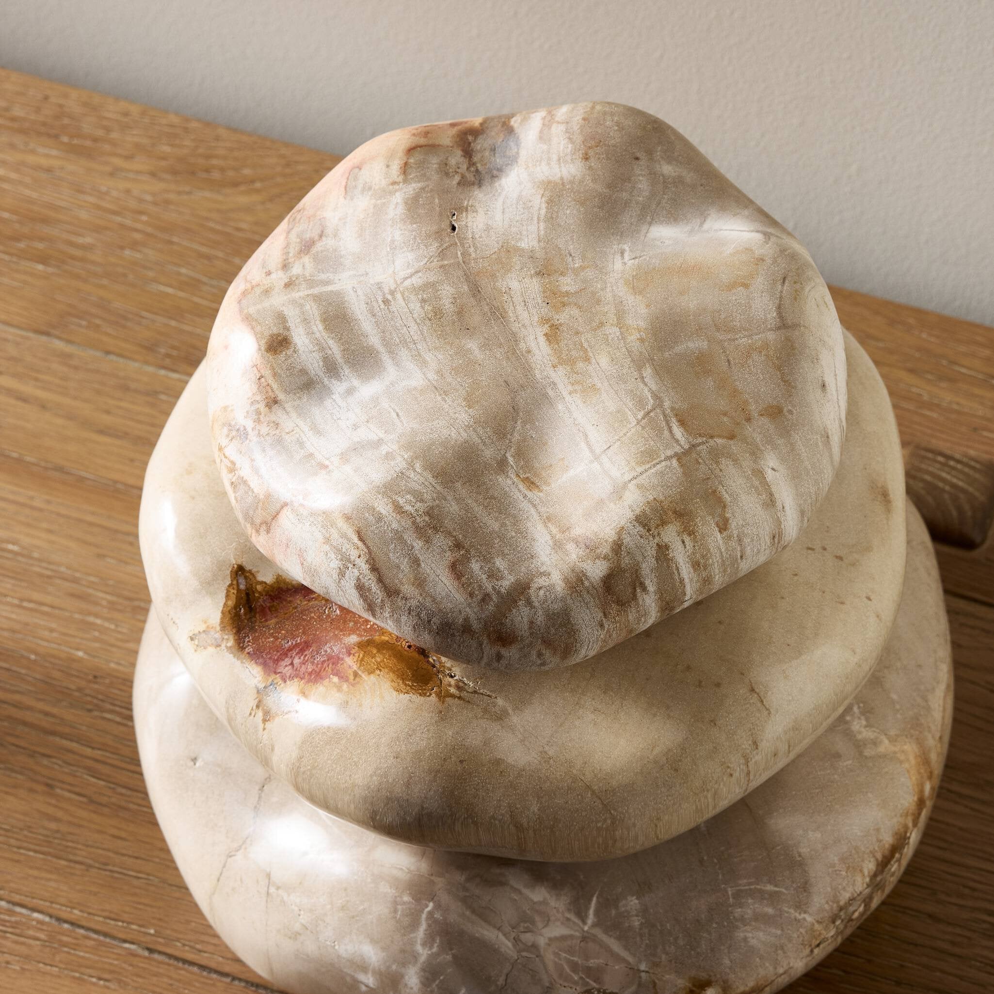 Petrified Wood Organic Sculpture, Set of 3-Decorative Objects-StyleMeGHD