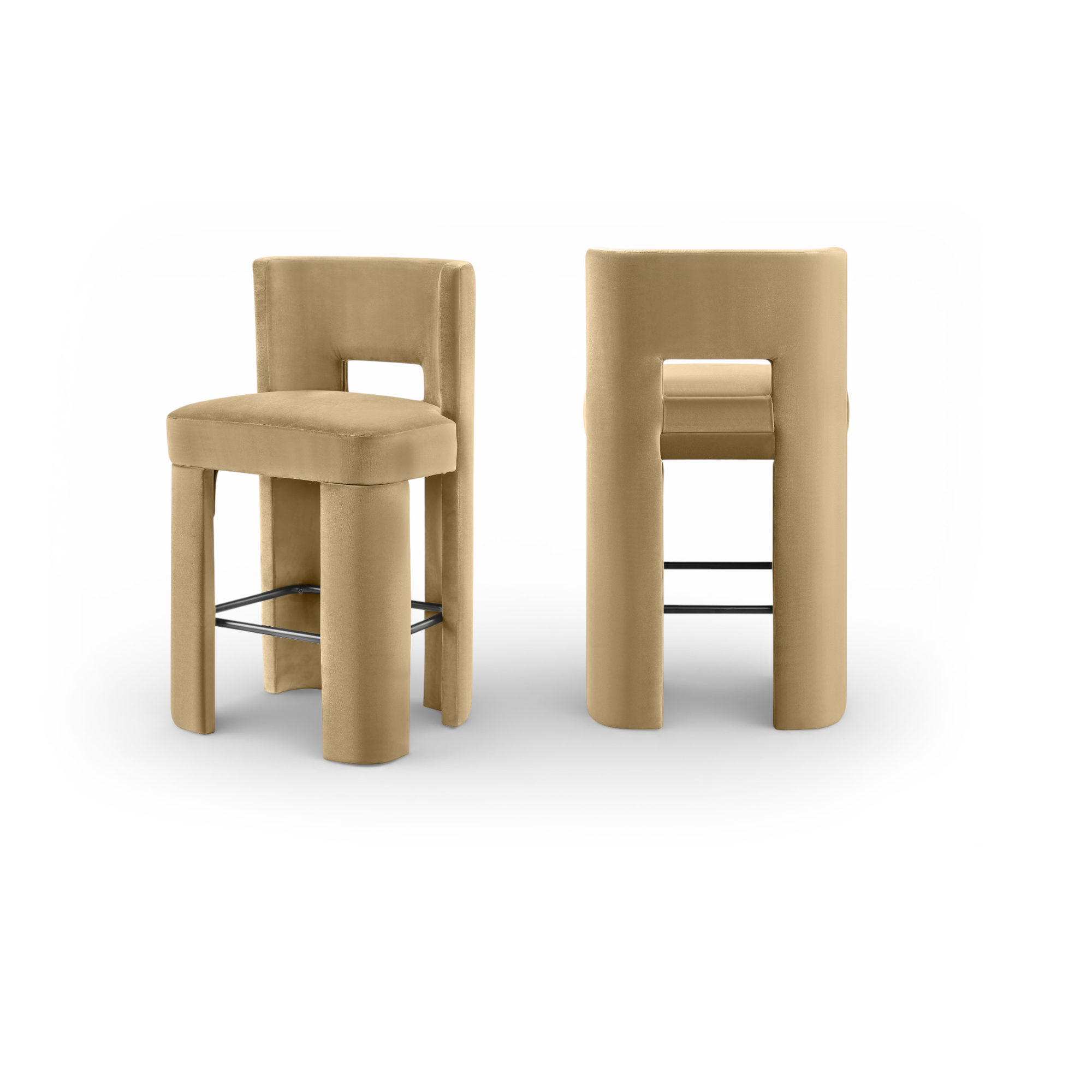 Zylo Velvet Bar Stool, Set of 2