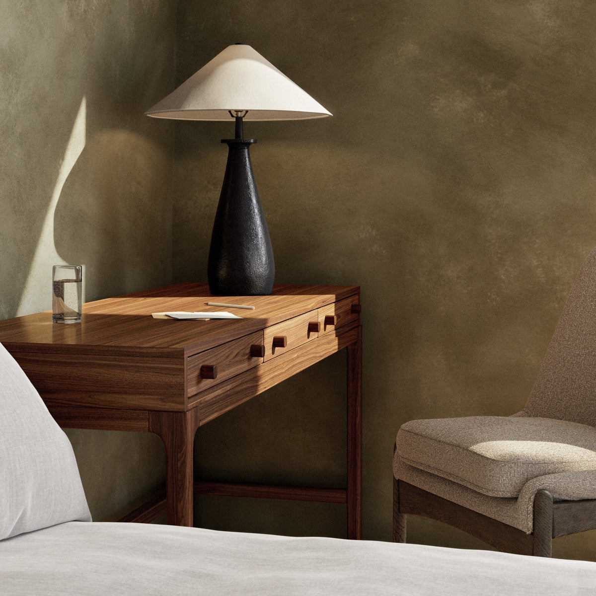 Inez table lamp on a wood desk