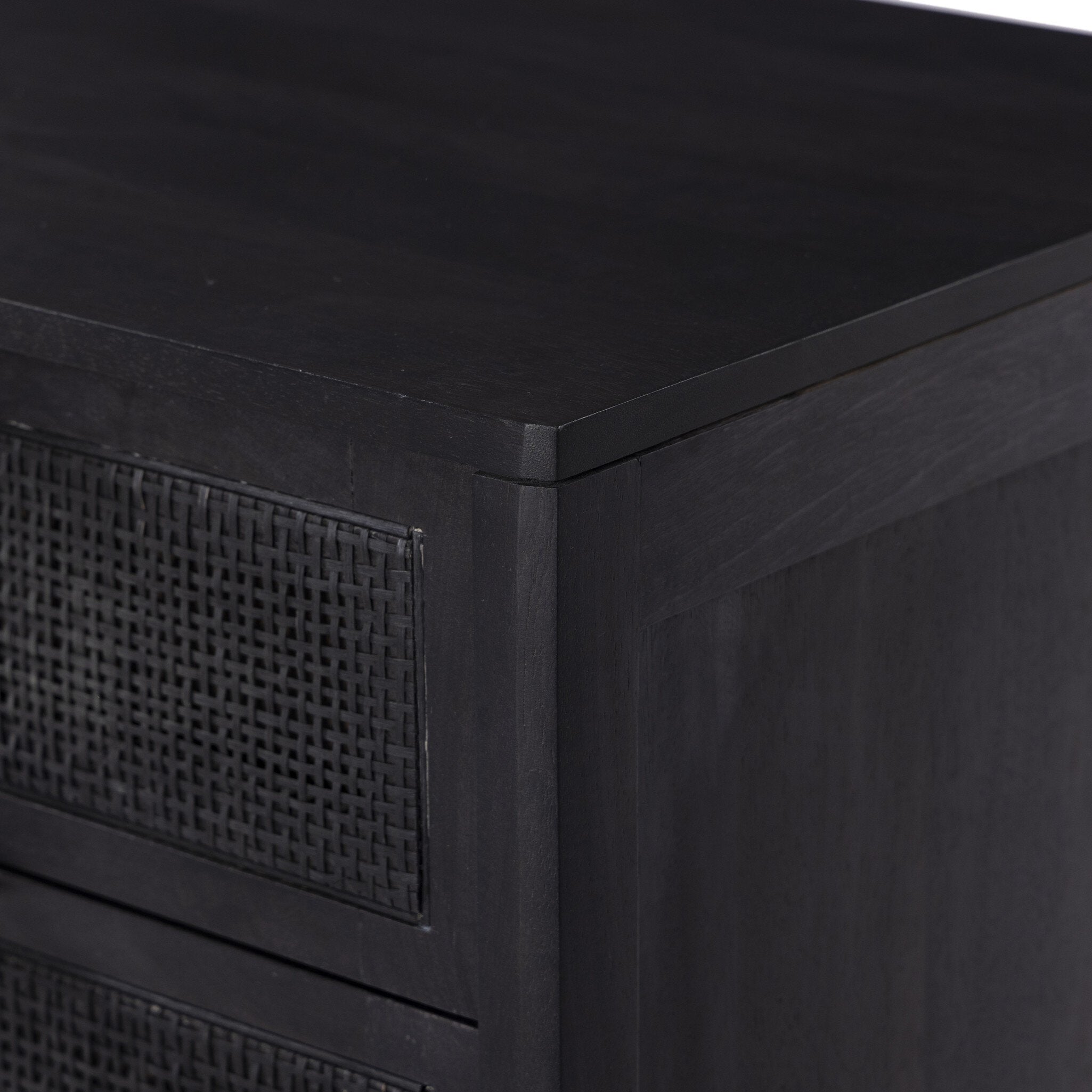 Sydney Large Nightstand BLACK WASH MANGO WITH BLACK CANE - StyleMeGHD - Nightstands