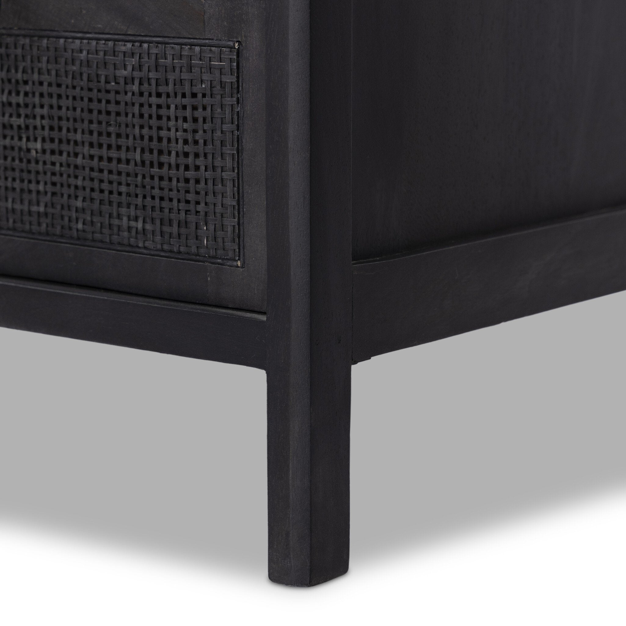 Sydney Large Nightstand BLACK WASH MANGO WITH BLACK CANE - StyleMeGHD - Nightstands
