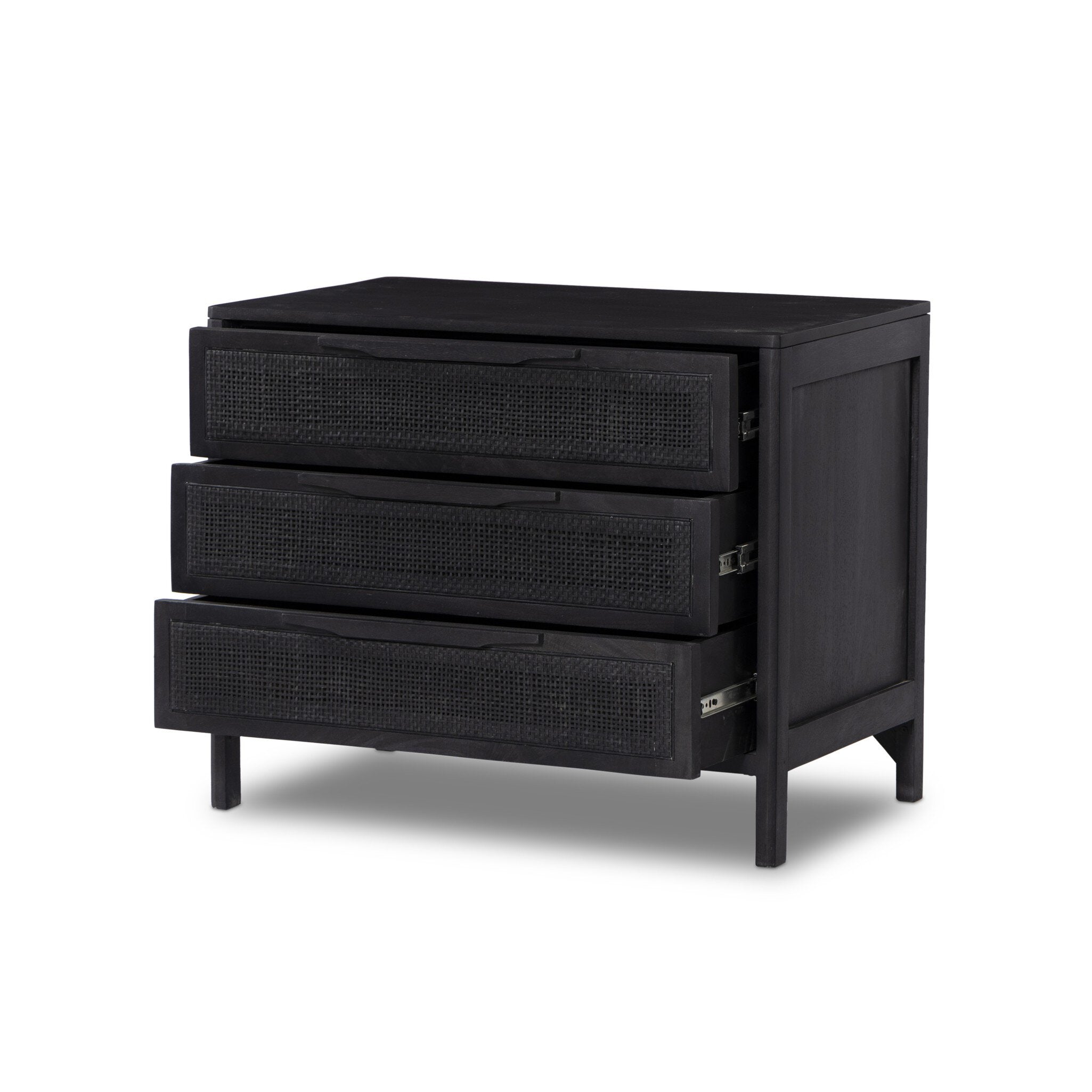 Sydney Large Nightstand BLACK WASH MANGO WITH BLACK CANE - StyleMeGHD - Nightstands