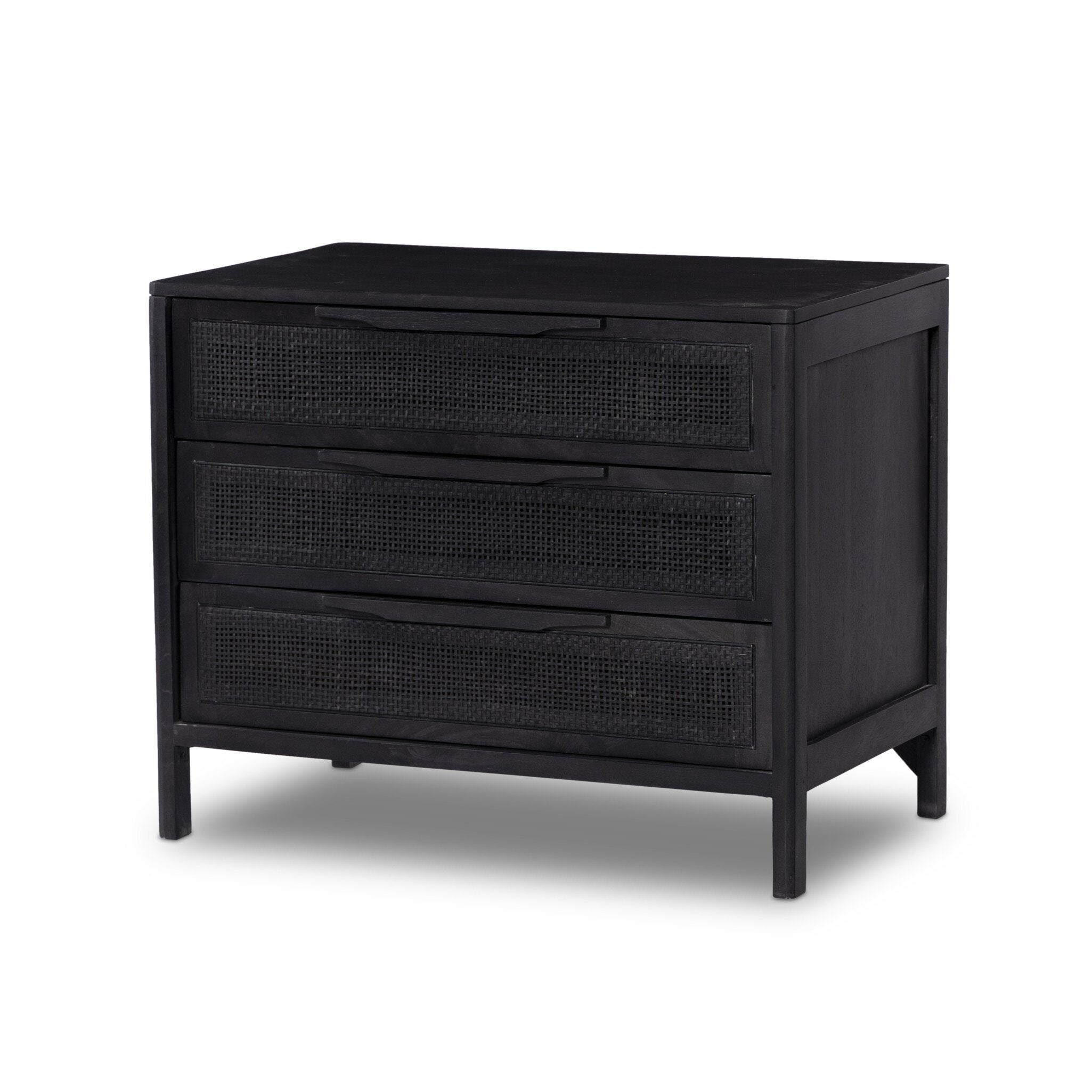 Sydney Large Nightstand BLACK WASH MANGO WITH BLACK CANE - StyleMeGHD - Nightstands