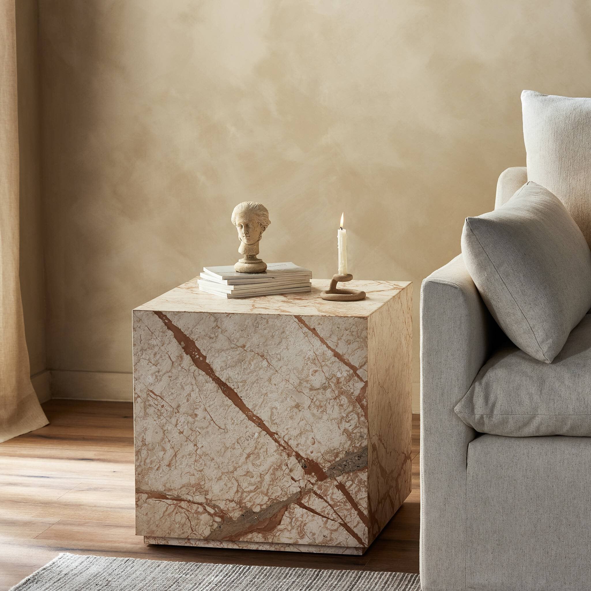 Lincoln Marble Plinth End Table
