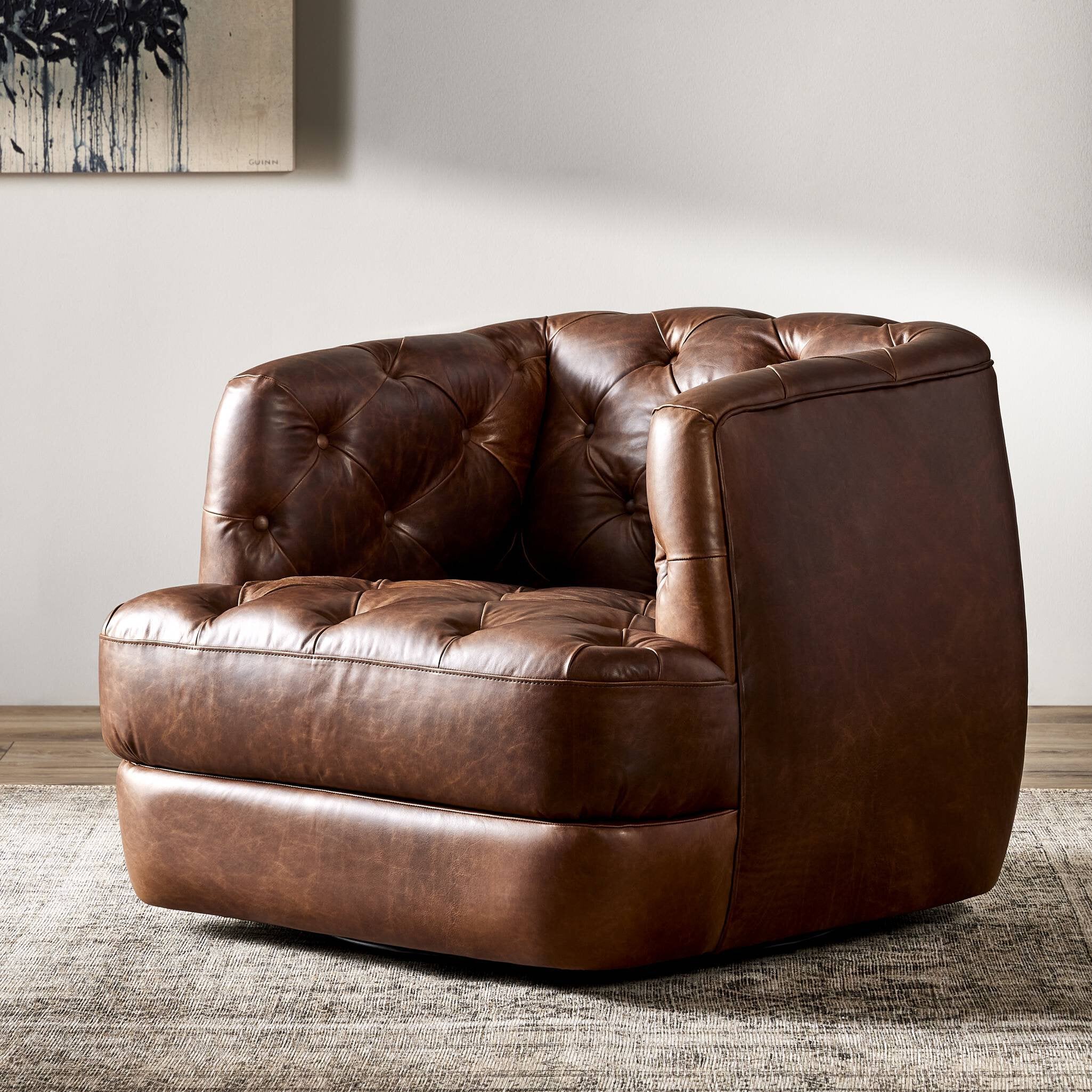 Adams Leather Swivel Chair