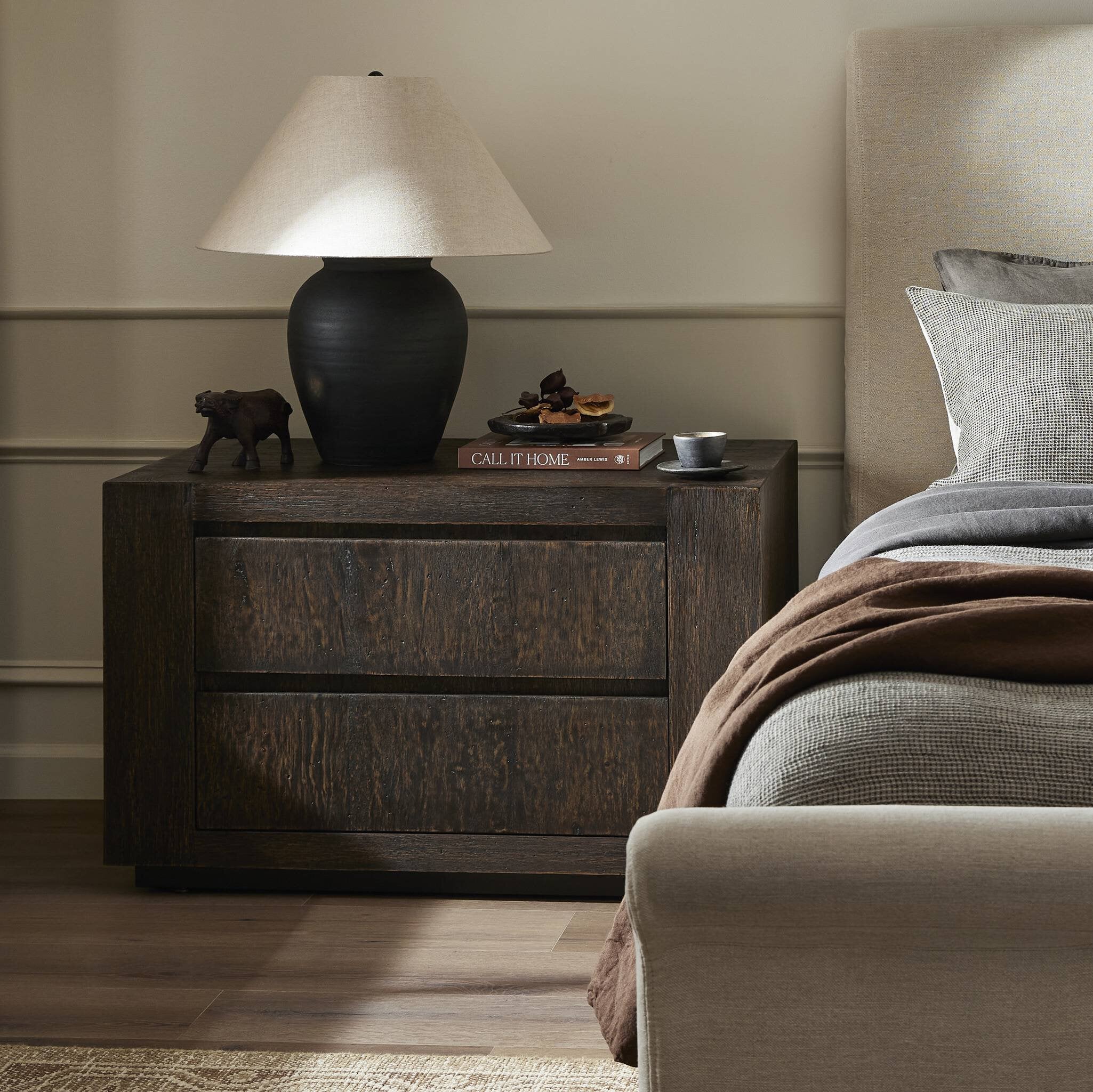 Adella Nightstand - Ebony Rustic Wormwood Oak - StyleMeGHD - Nightstands