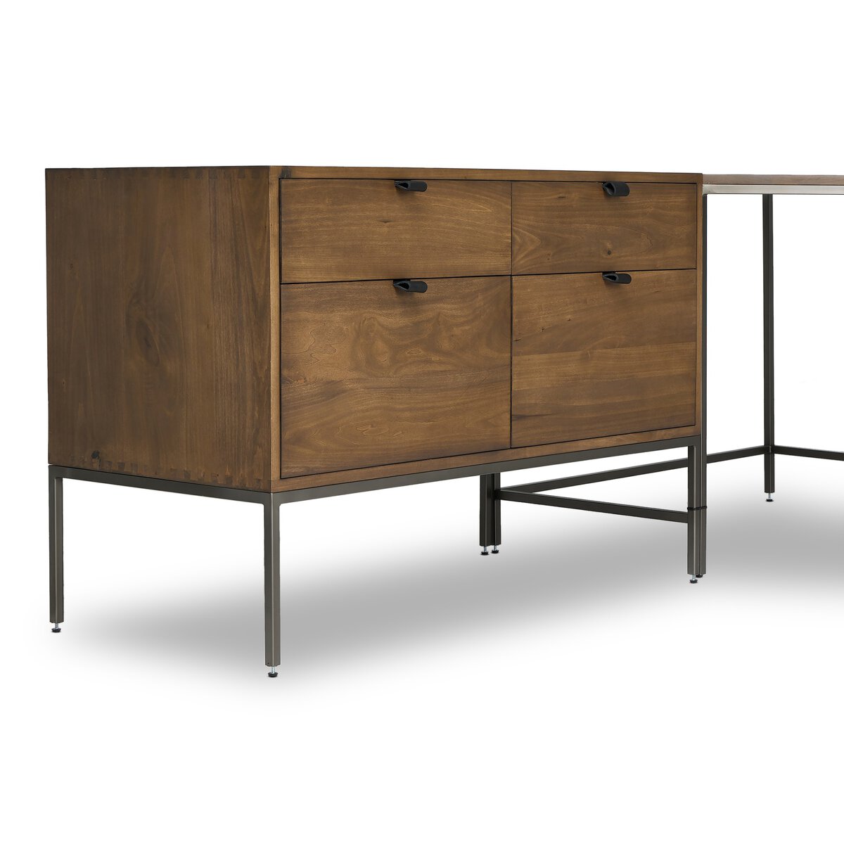 Trey Desk System With Wide Filing Cabinet