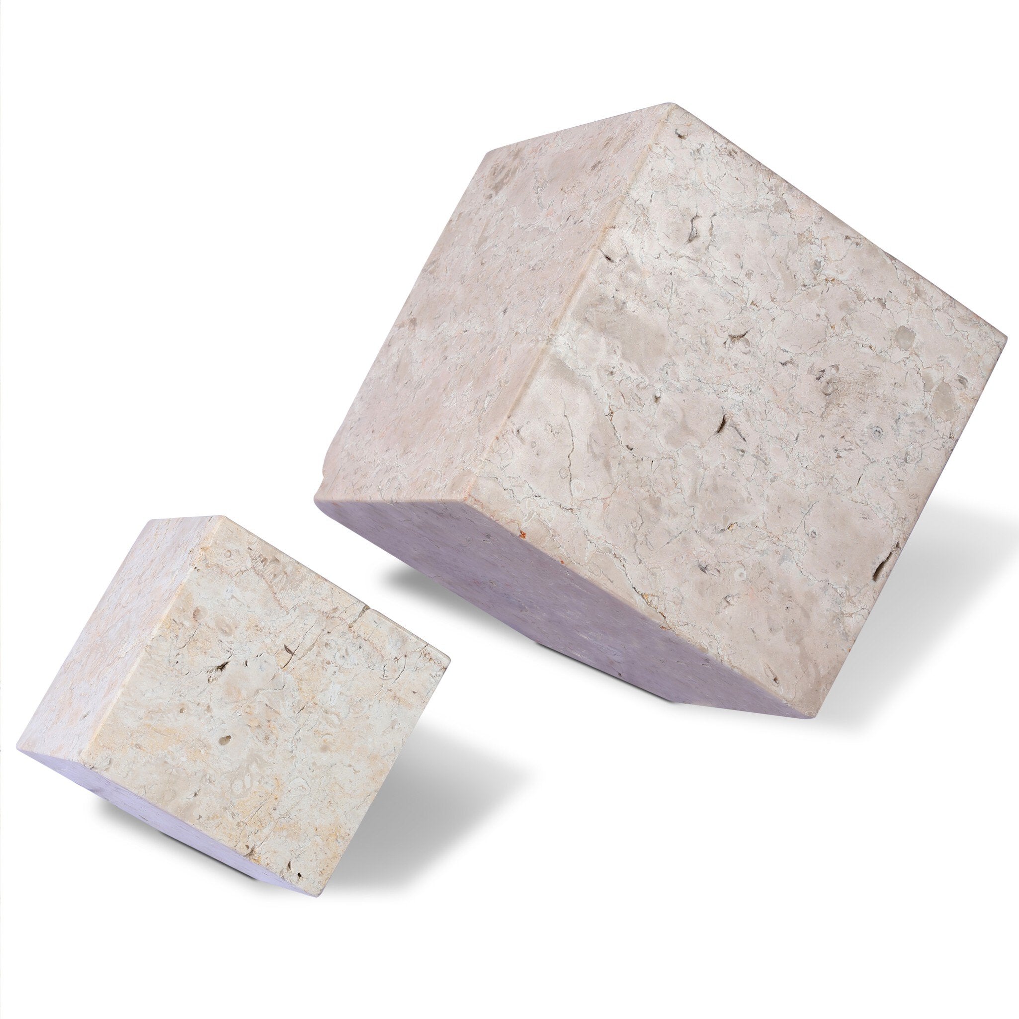 Travertine Cube Sculpture Set-Decorative Objects-StyleMeGHD