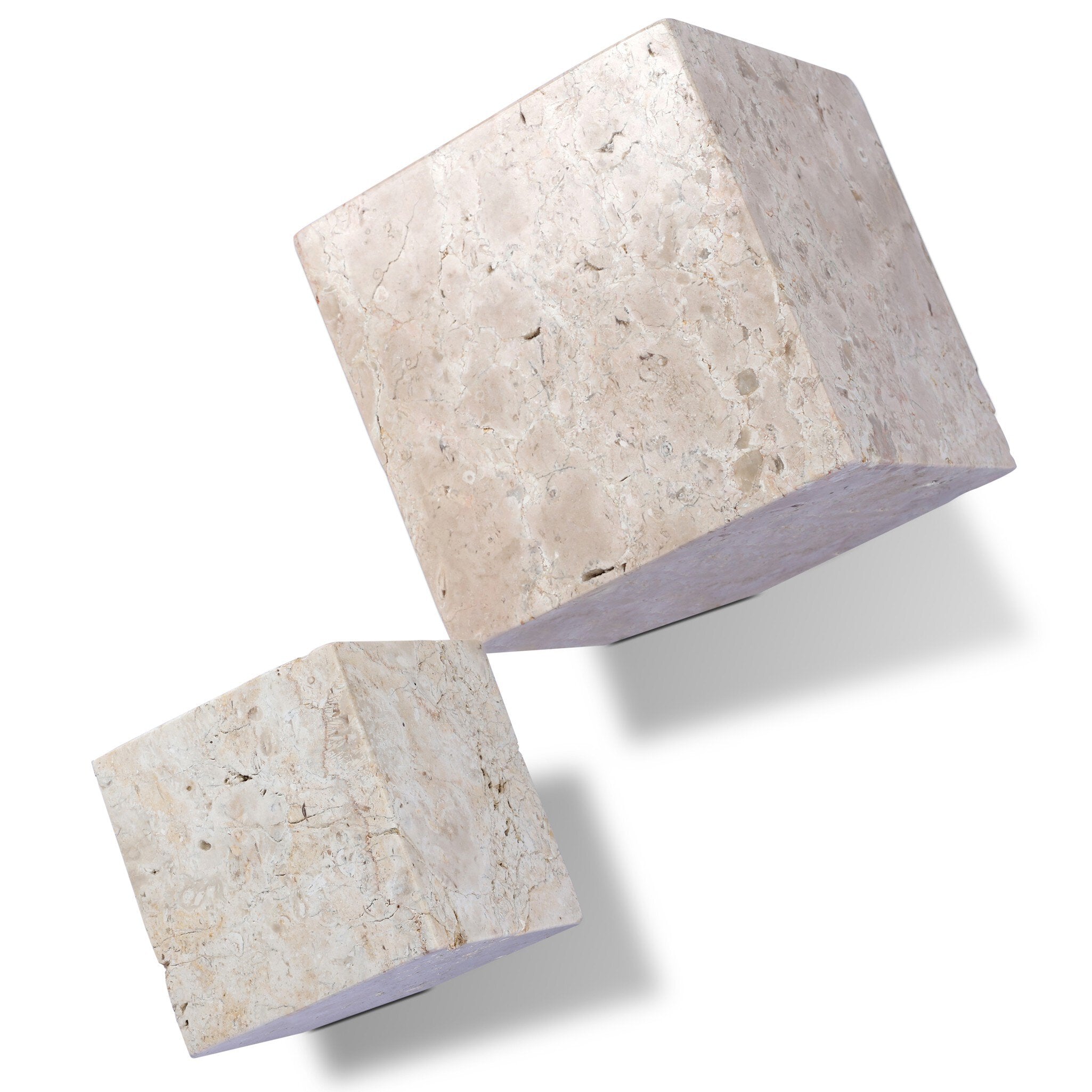 Travertine Cube Sculpture Set-Decorative Objects-StyleMeGHD
