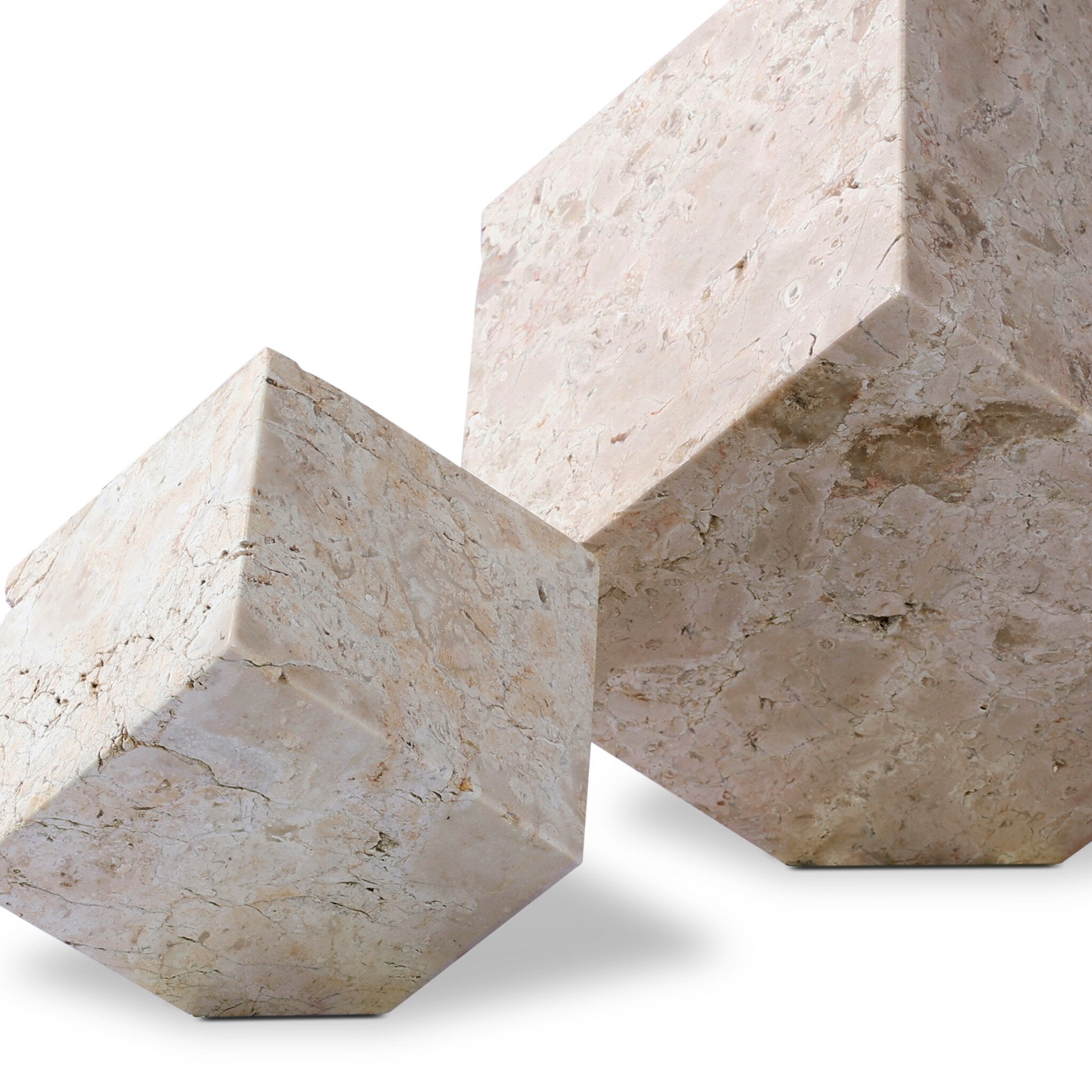 Travertine Cube Sculpture Set-Decorative Objects-StyleMeGHD