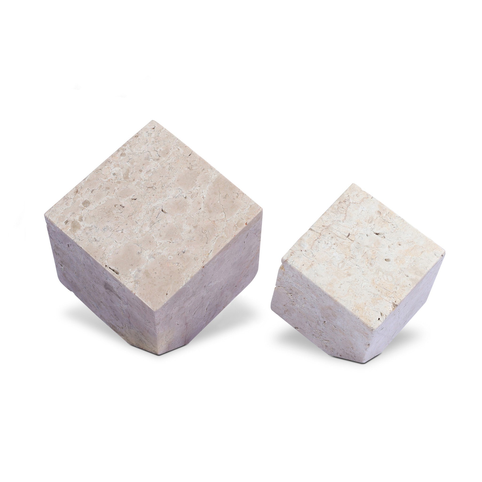 Travertine Cube Sculpture Set-Decorative Objects-StyleMeGHD