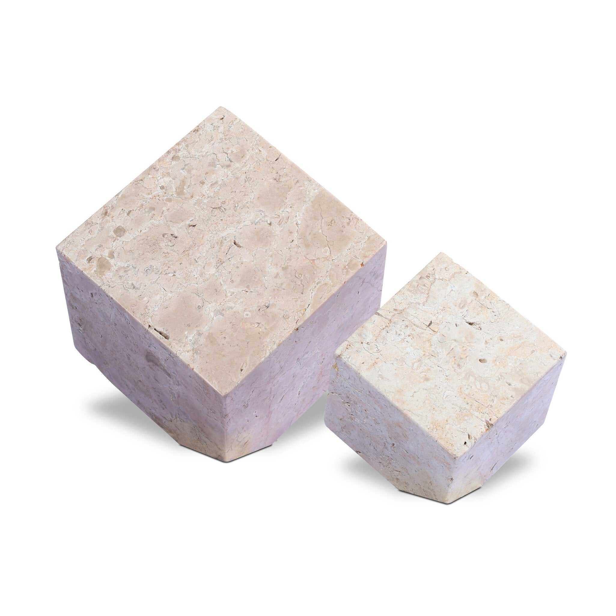 Travertine Cube Sculpture Set-Decorative Objects-StyleMeGHD