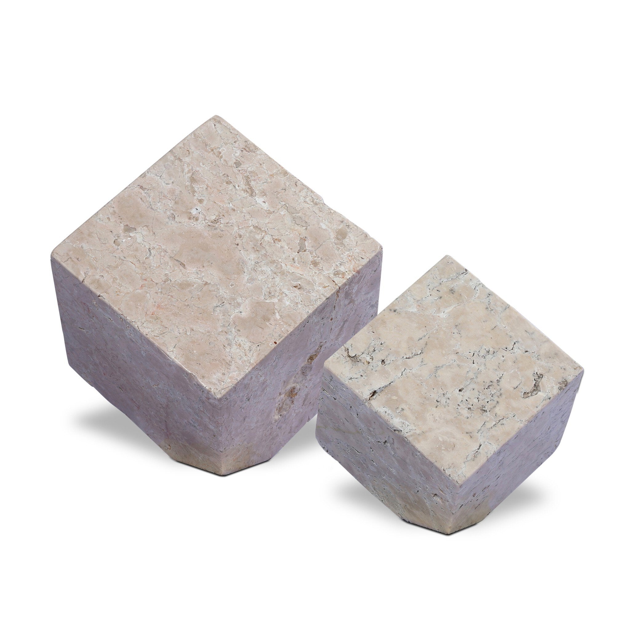 Travertine Cube Sculpture Set-Decorative Objects-StyleMeGHD