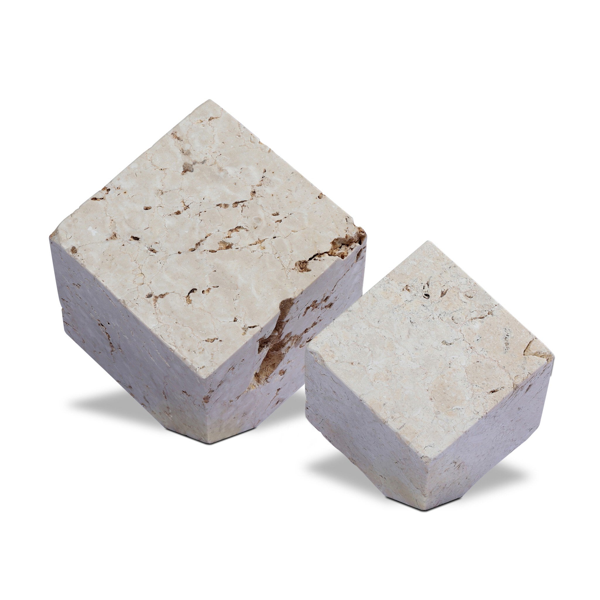 Travertine Cube Sculpture Set-Decorative Objects-StyleMeGHD