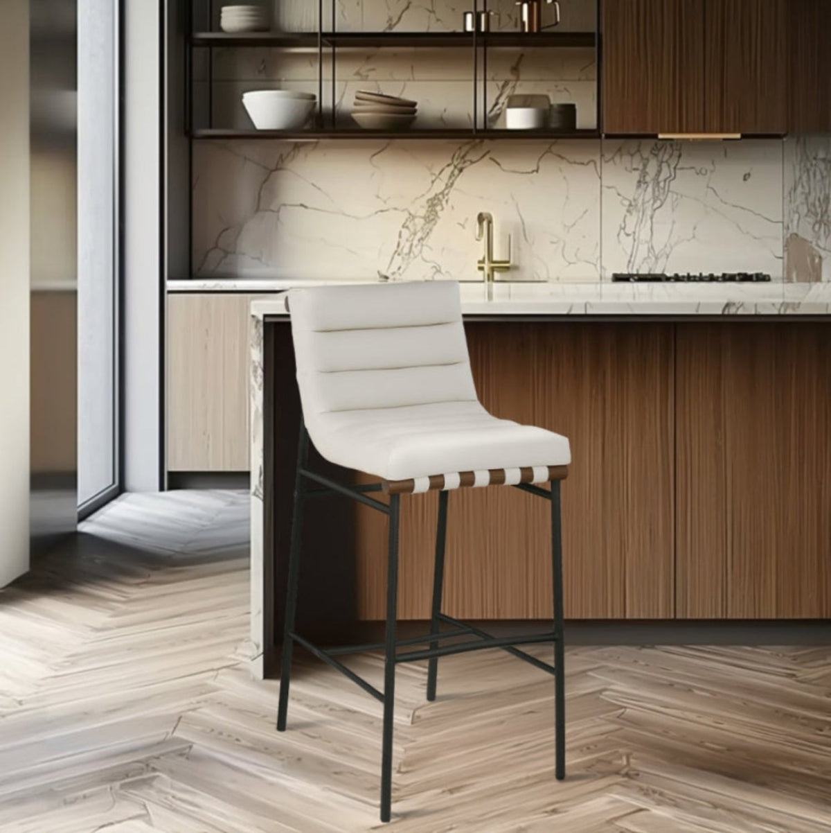 Rhea Leather Bar Stool-Bar + Counter Stools-StyleMeGHD