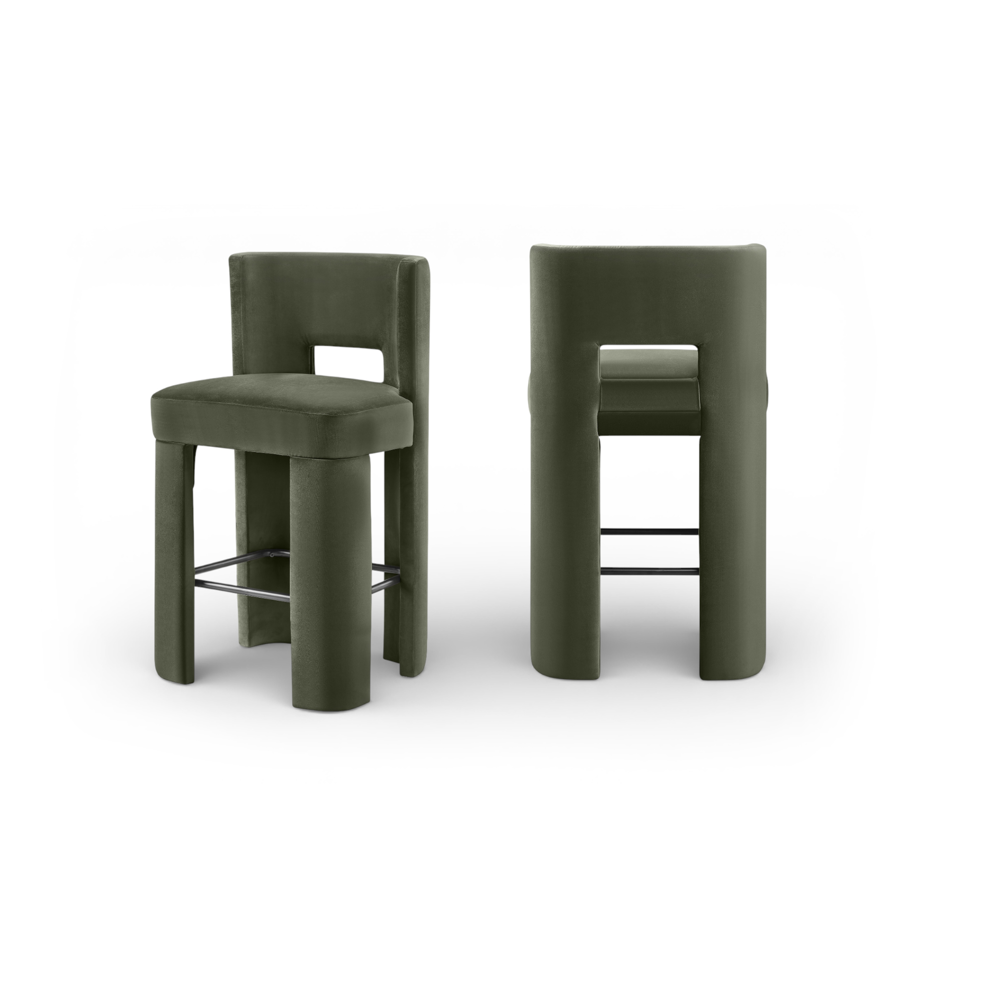 Zylo Velvet Bar Stool, Set of 2