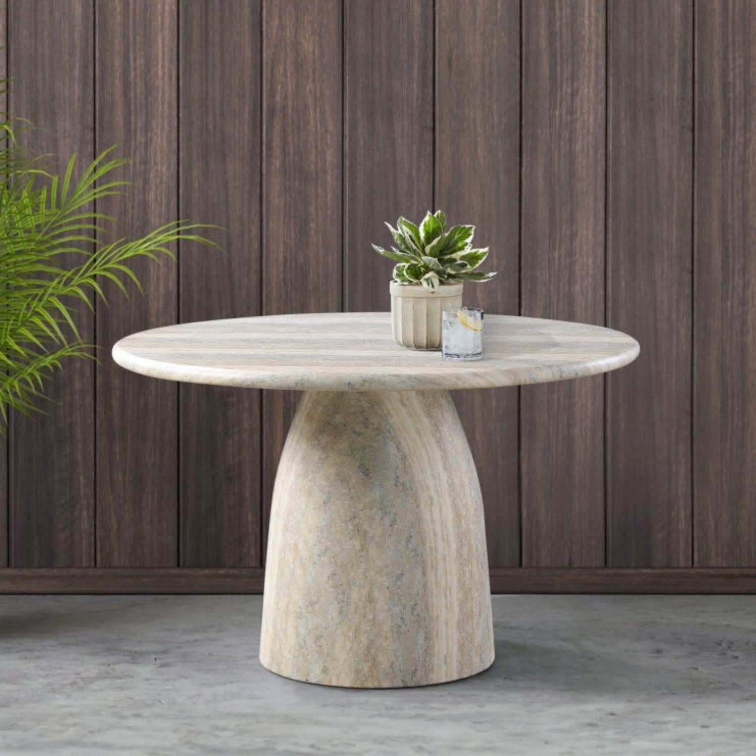 Bronn Travertine Concrete Round Dining Table - StyleMeGHD - Dining Tables