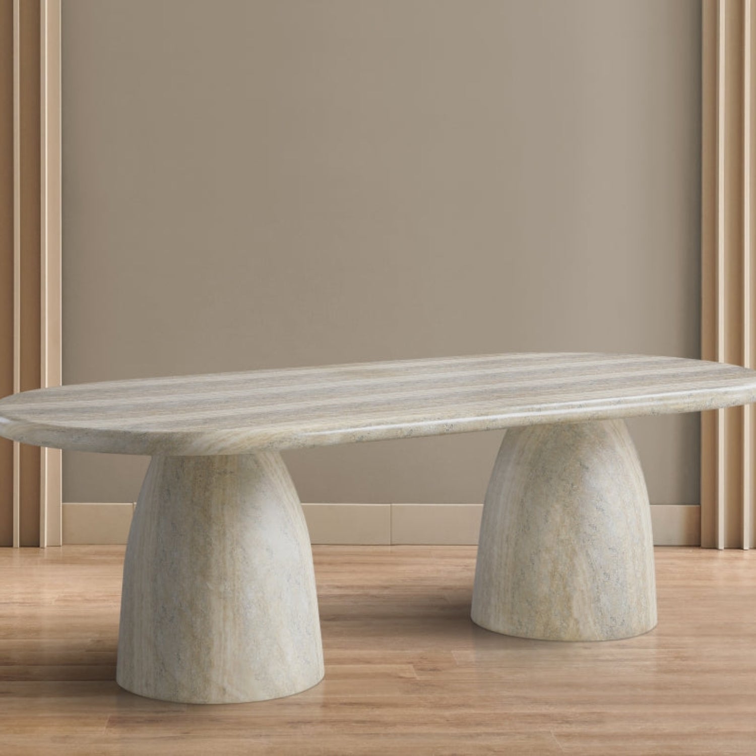 Bronn Travertine Concrete Dining Table - StyleMeGHD - Dining Tables