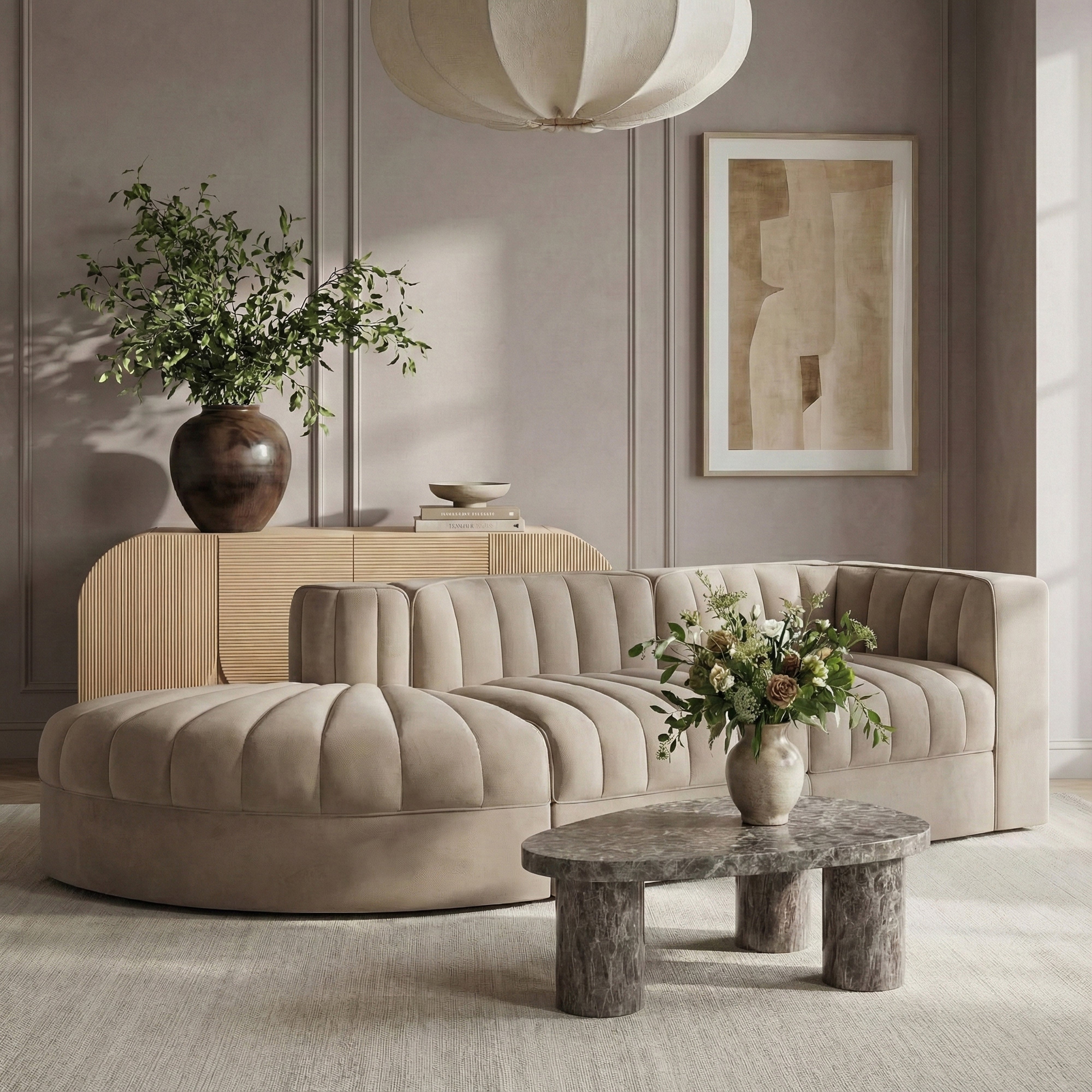 Rumina Velvet 3pc Modular Sectional