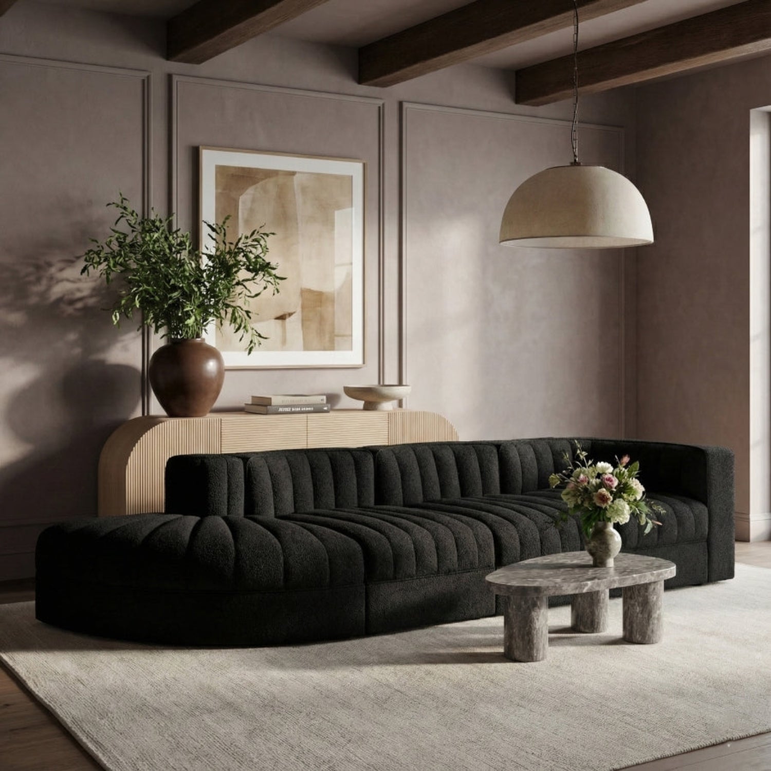 Rummia Velvet 3pc Modular Sofa