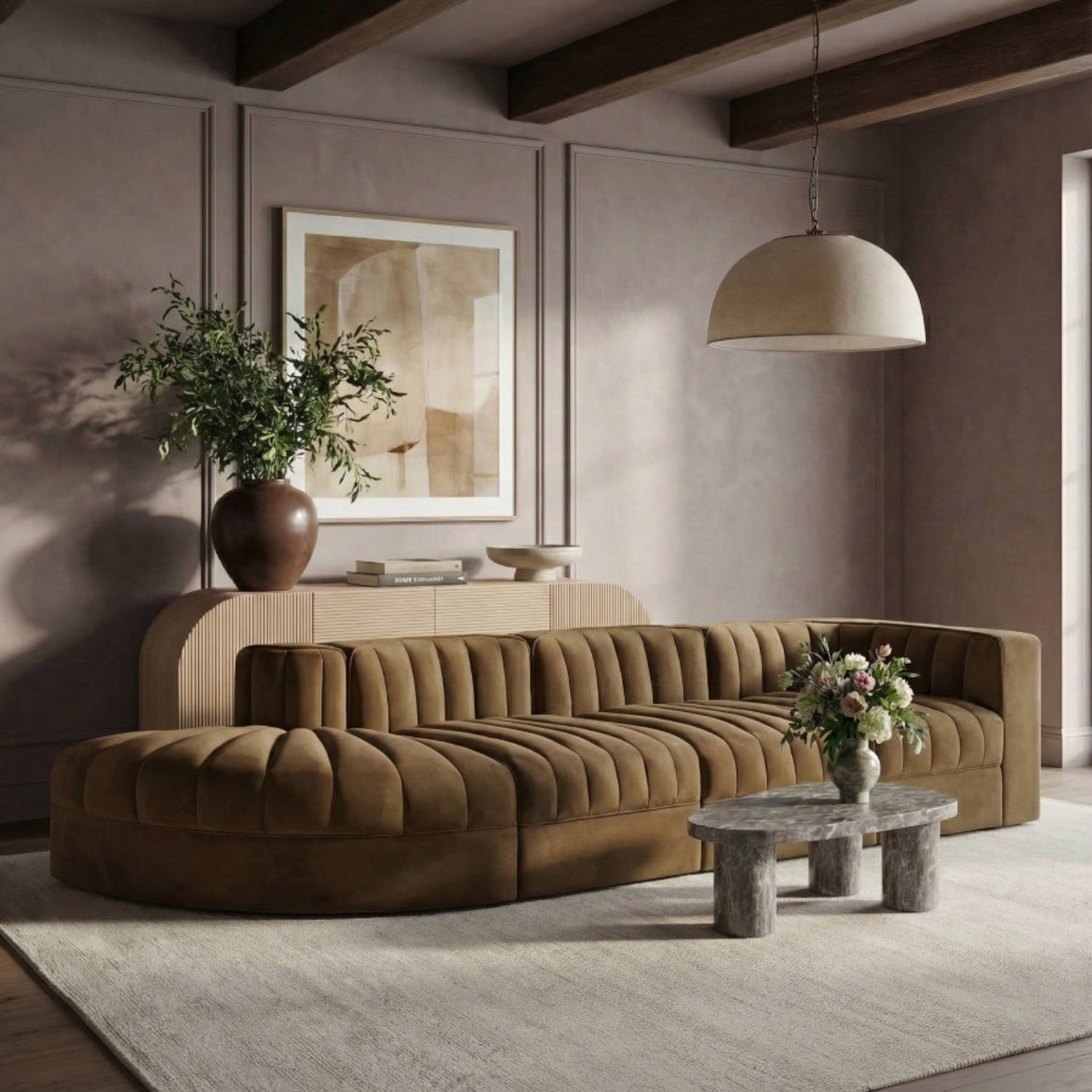 Rummia Velvet 3pc Modular Sofa