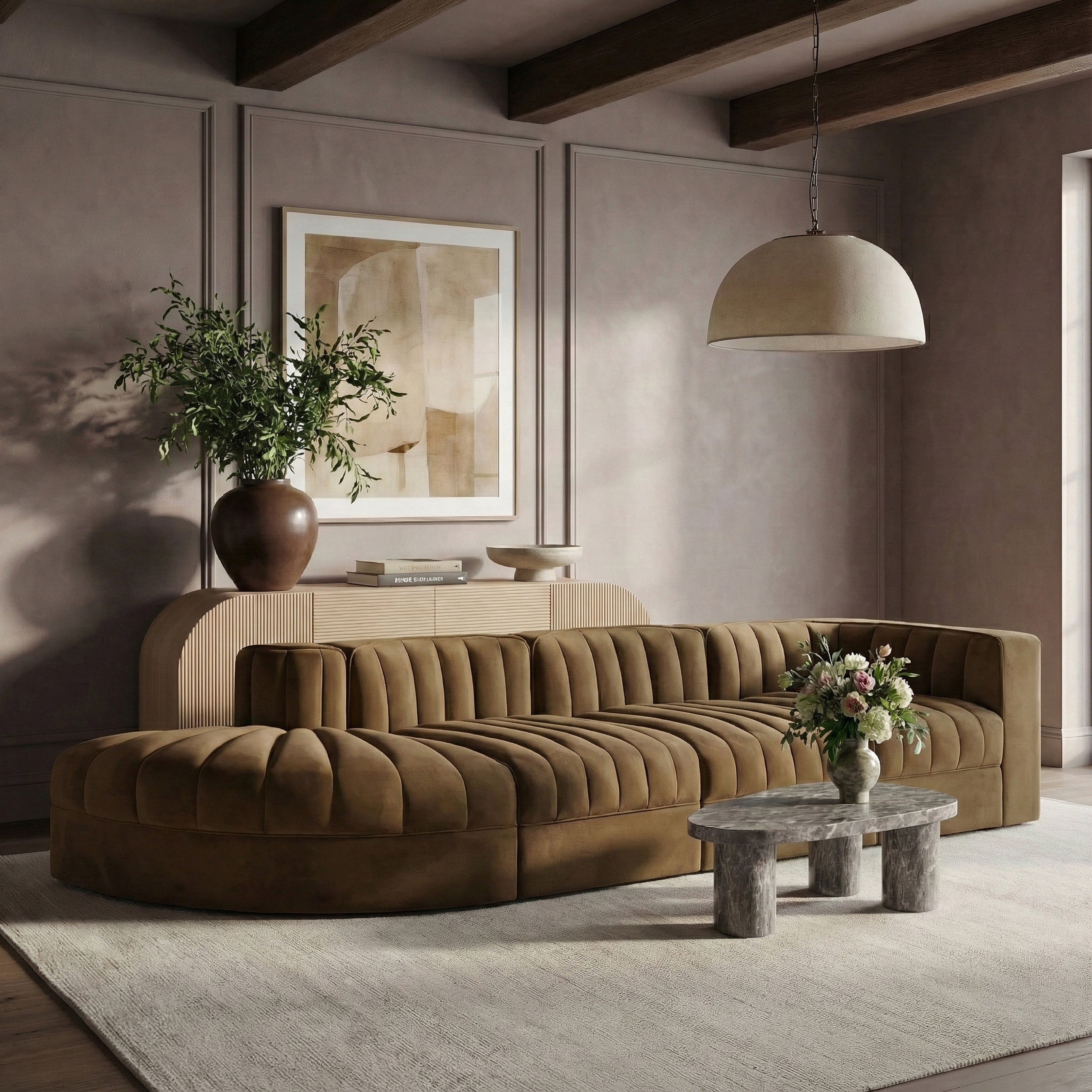 Rumina Velvet 4pc Modular Sectional
