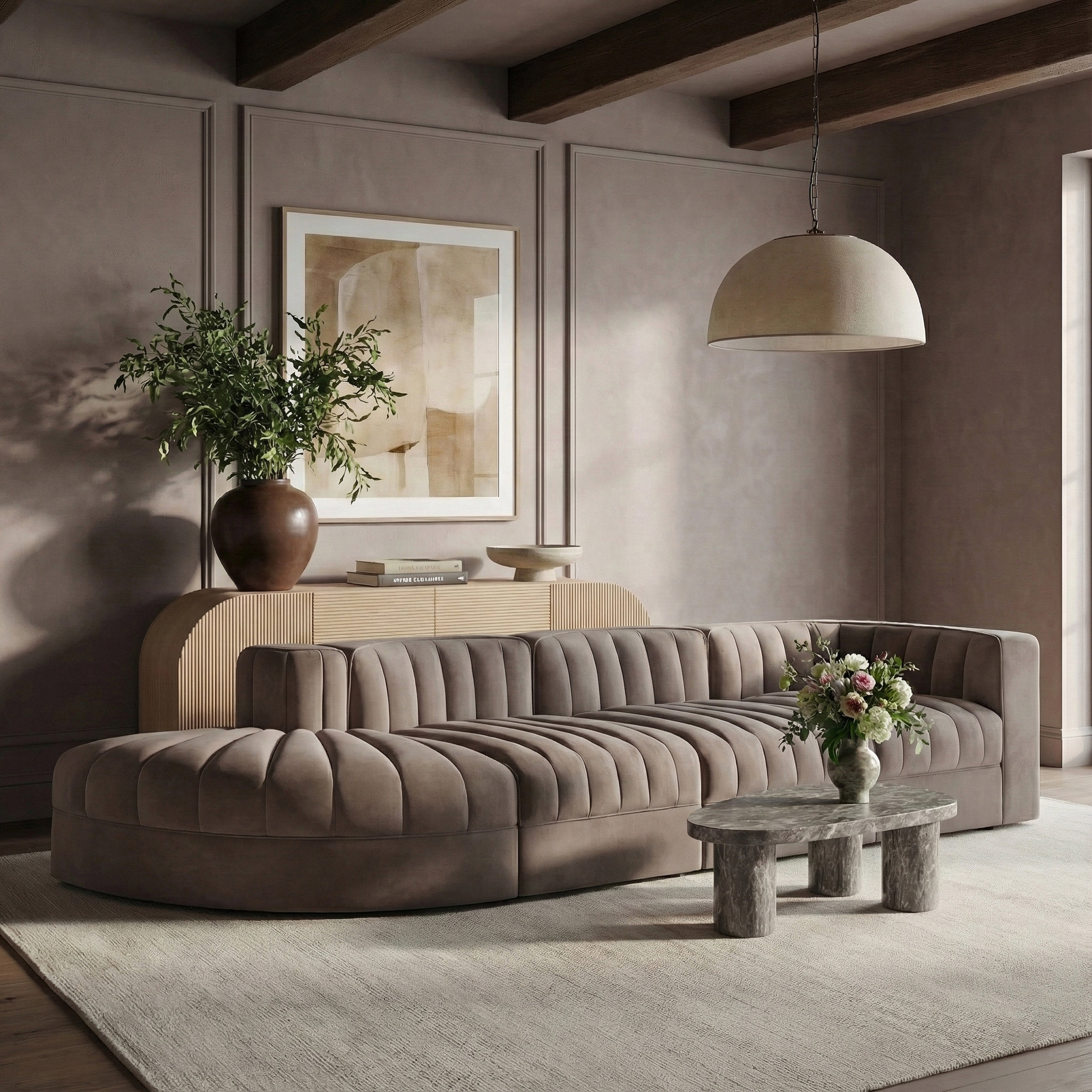 Rummia Velvet 3pc Modular Sofa