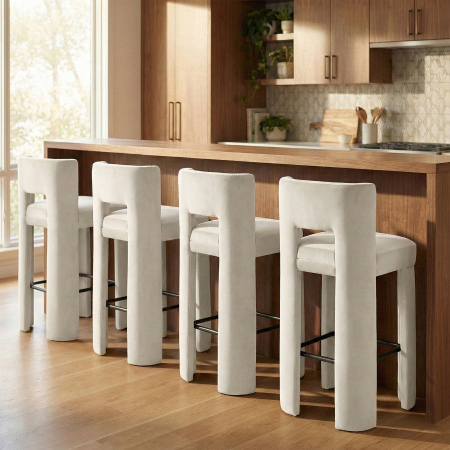 Zylo Velvet Bar Stool, Set of 2