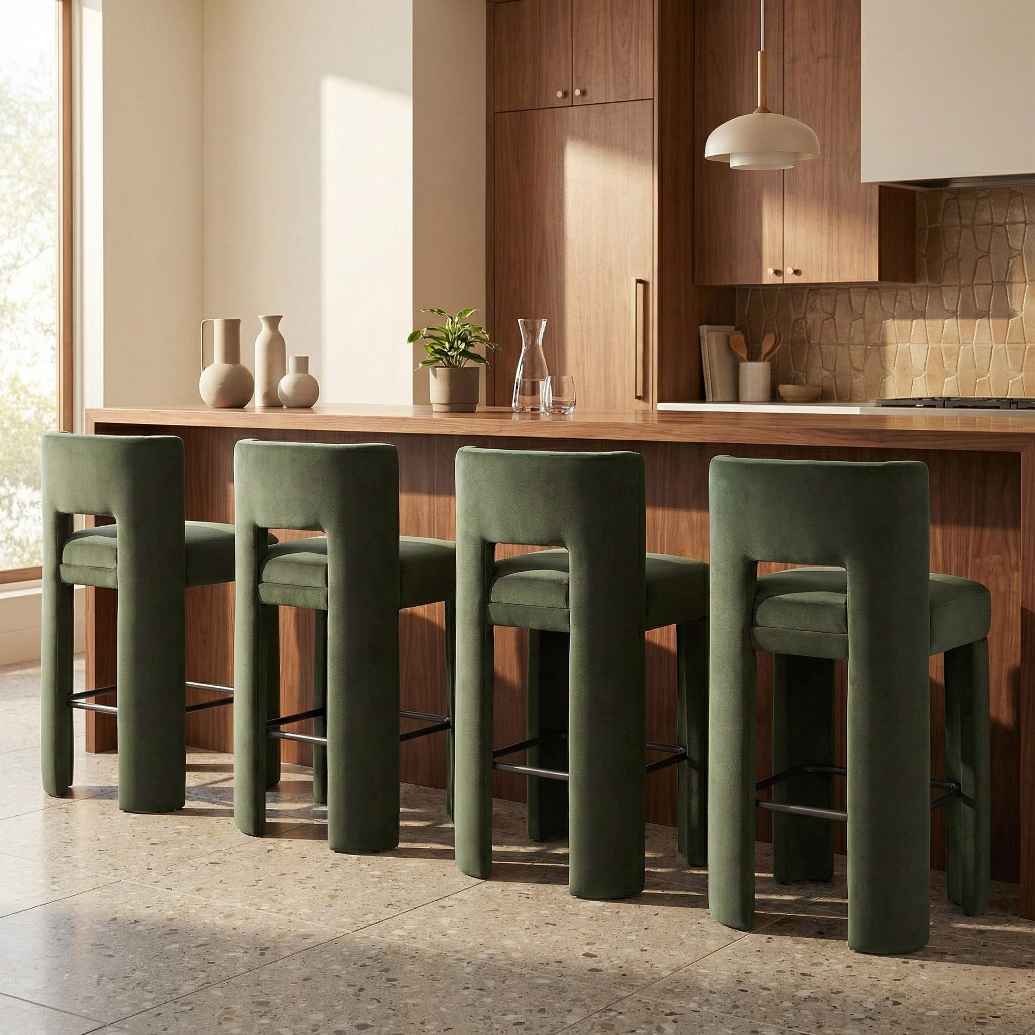 Zylo Velvet Bar Stool, Set of 2