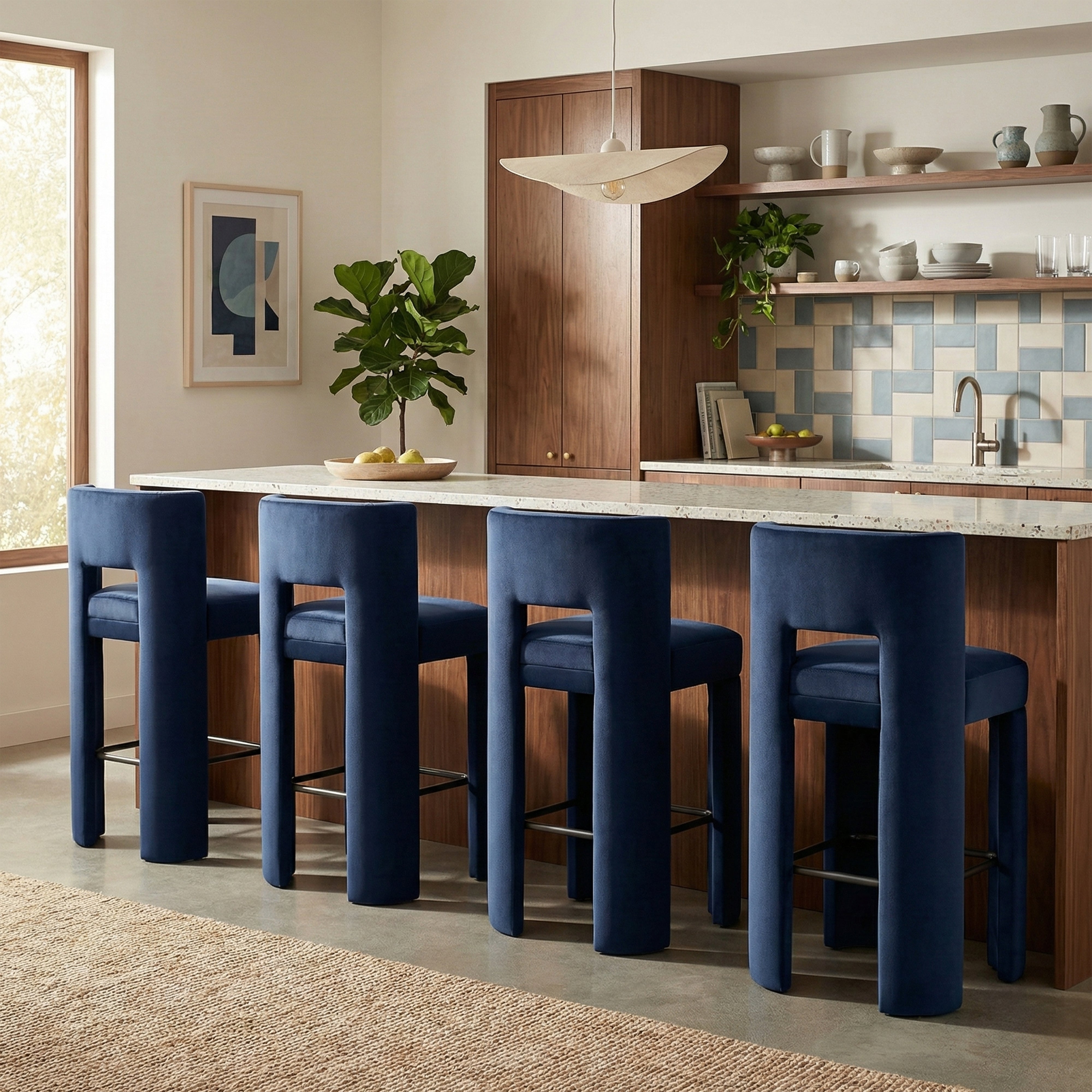 Zylo Velvet Bar Stool, Set of 2